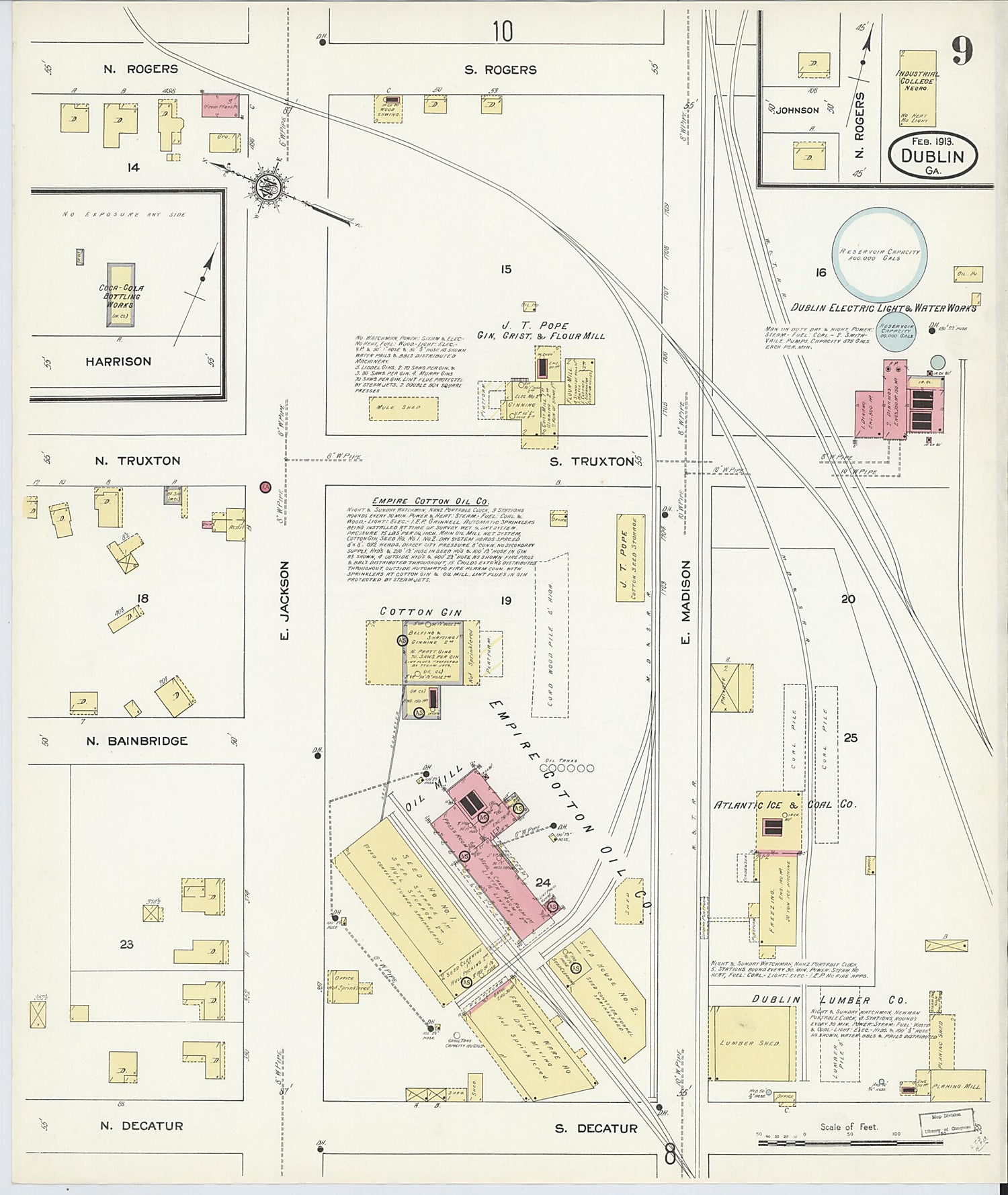 This old map of Dublin, Laurens County, Georgia was created by Sanborn Map Company in 1913