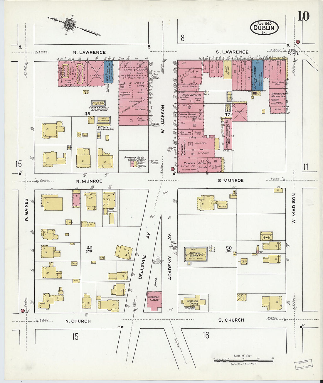 This old map of Dublin, Laurens County, Georgia was created by Sanborn Map Company in 1920