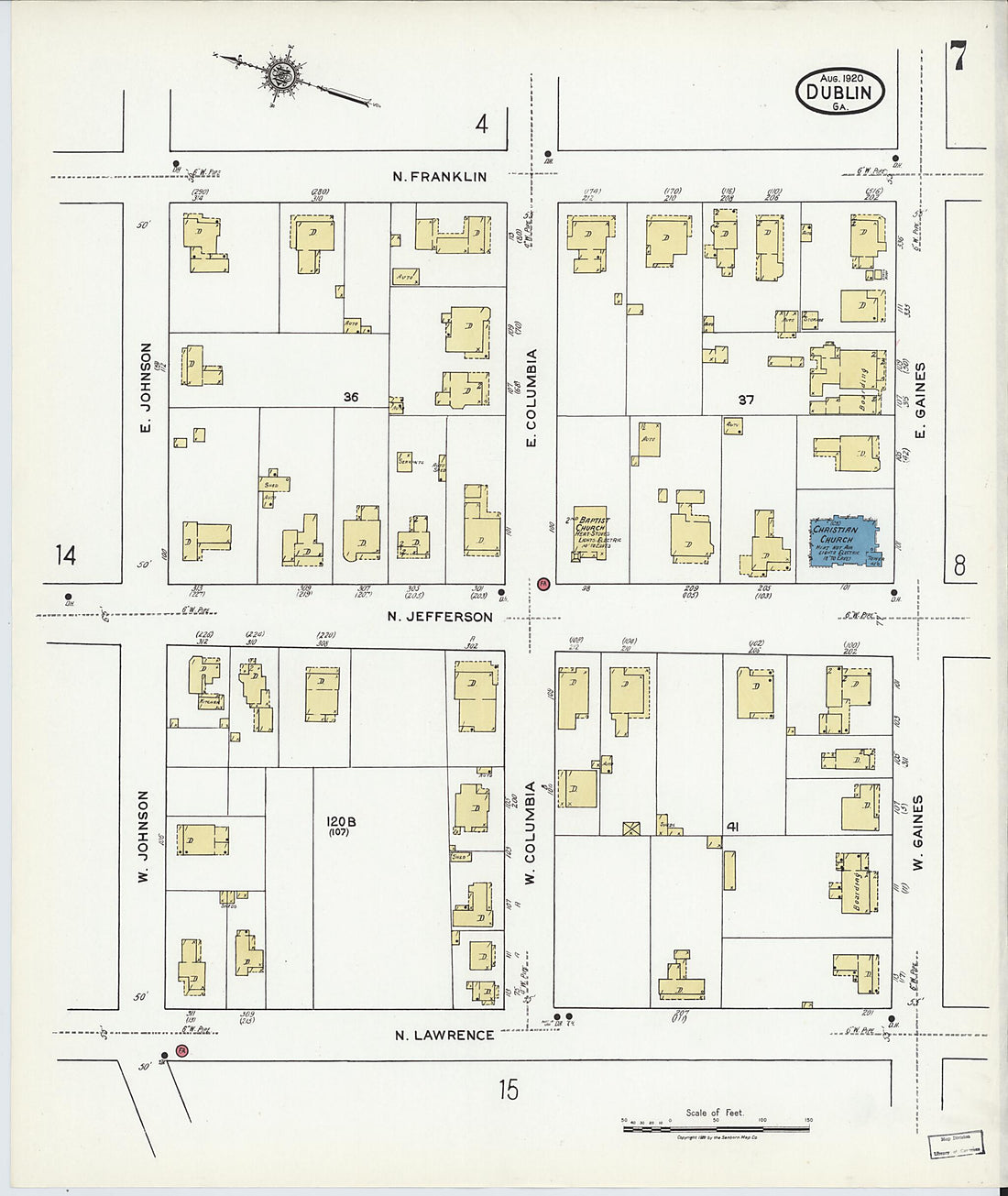 This old map of Dublin, Laurens County, Georgia was created by Sanborn Map Company in 1920