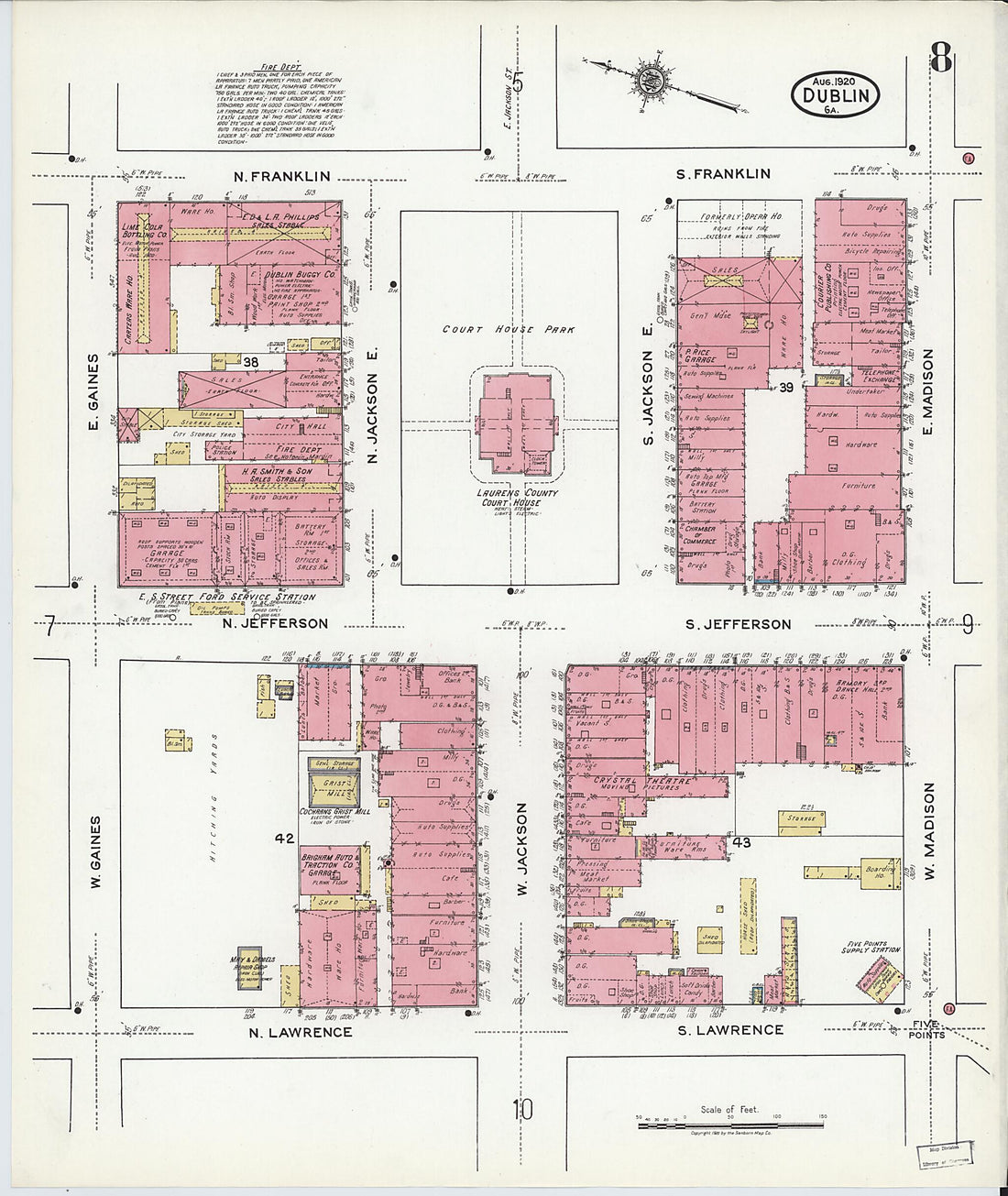 This old map of Dublin, Laurens County, Georgia was created by Sanborn Map Company in 1920