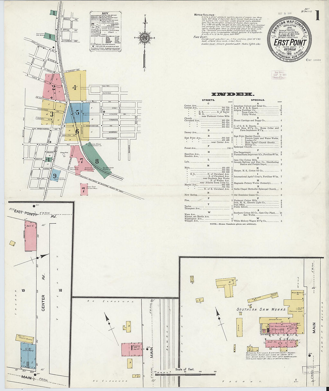 This old map of East Point, Fulton County, Georgia was created by Sanborn Map Company in 1911