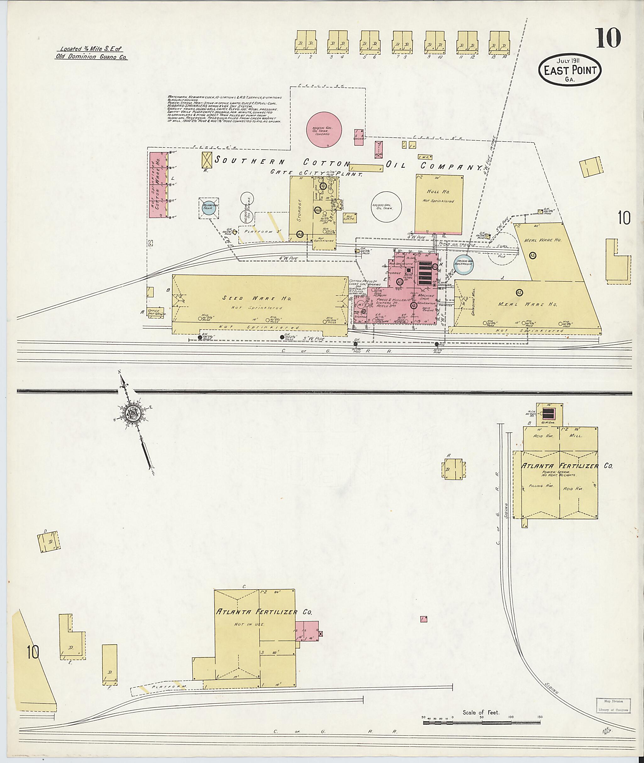 This old map of East Point, Fulton County, Georgia was created by Sanborn Map Company in 1911