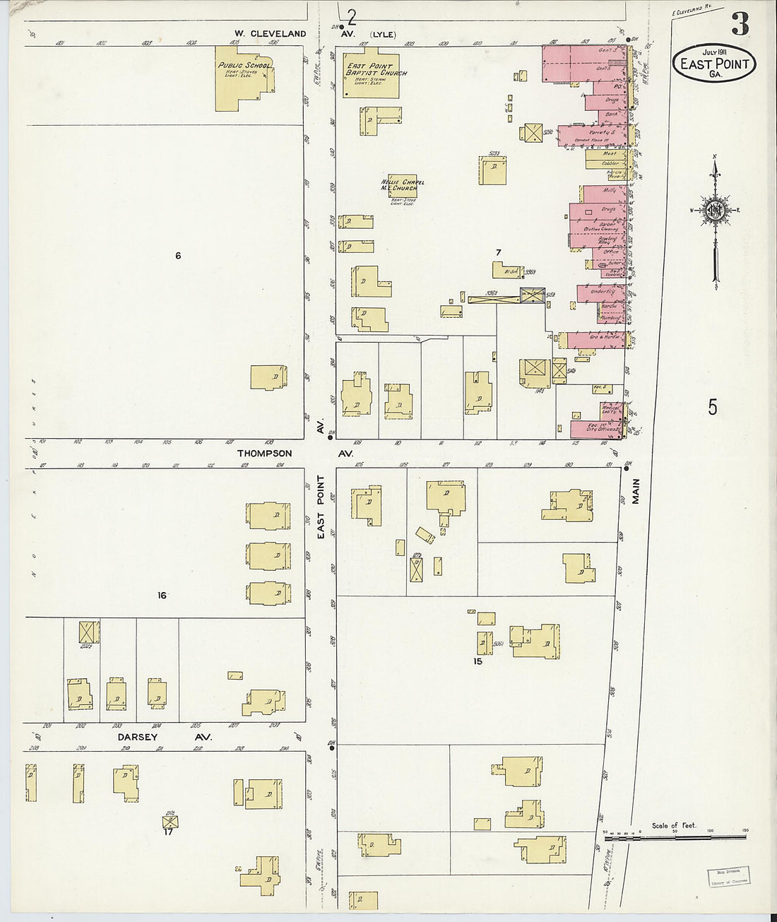 This old map of East Point, Fulton County, Georgia was created by Sanborn Map Company in 1911