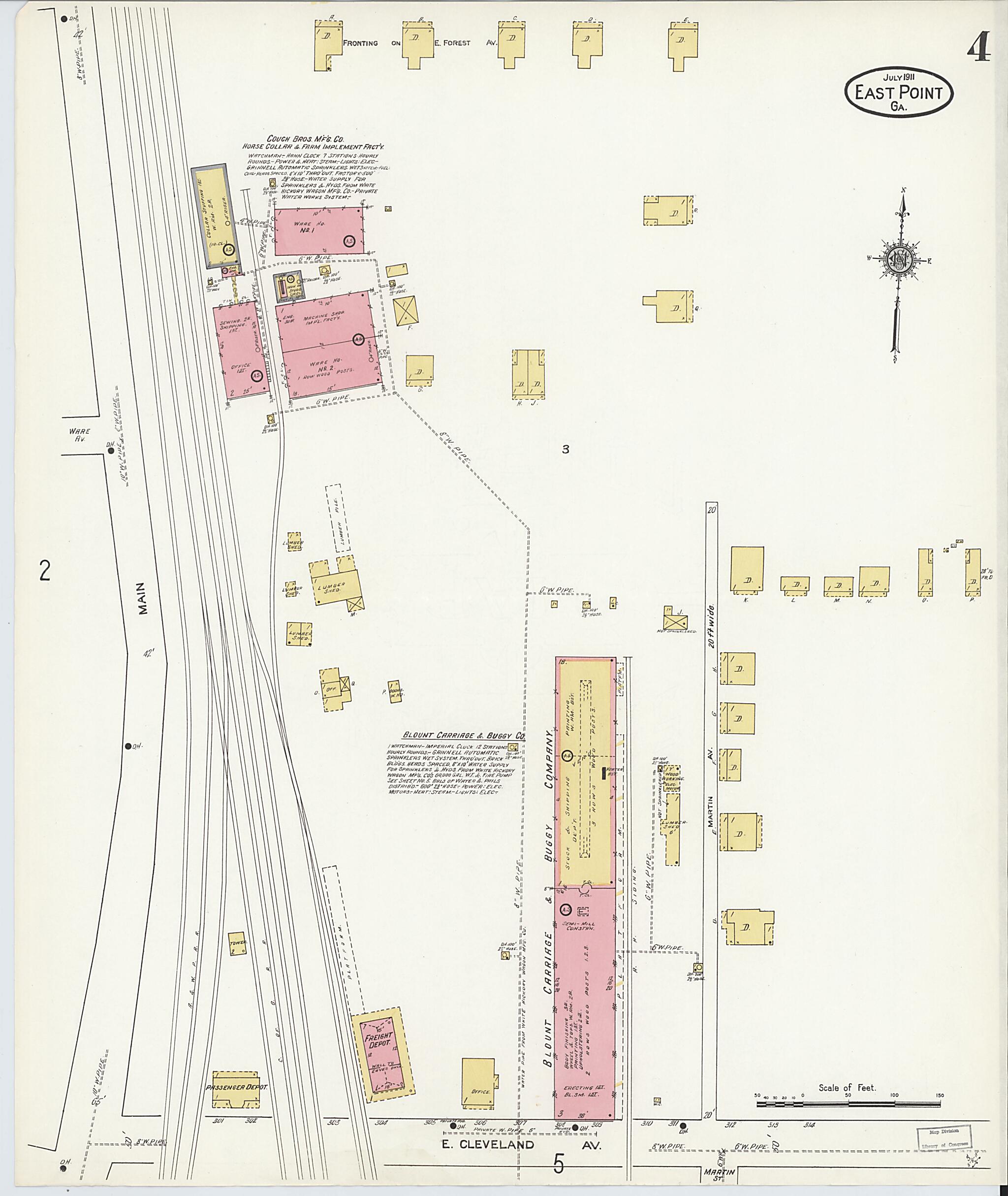 This old map of East Point, Fulton County, Georgia was created by Sanborn Map Company in 1911