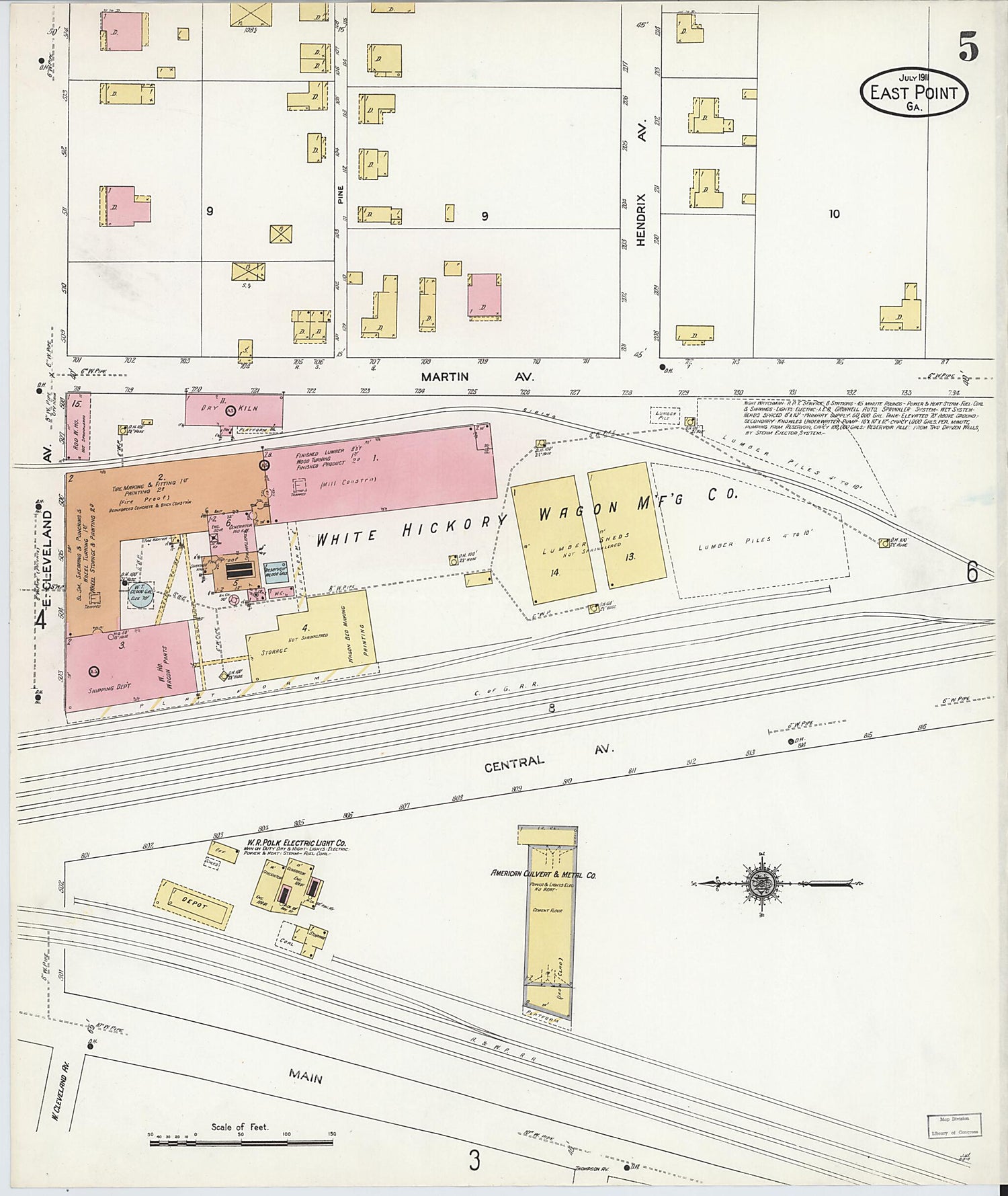 This old map of East Point, Fulton County, Georgia was created by Sanborn Map Company in 1911