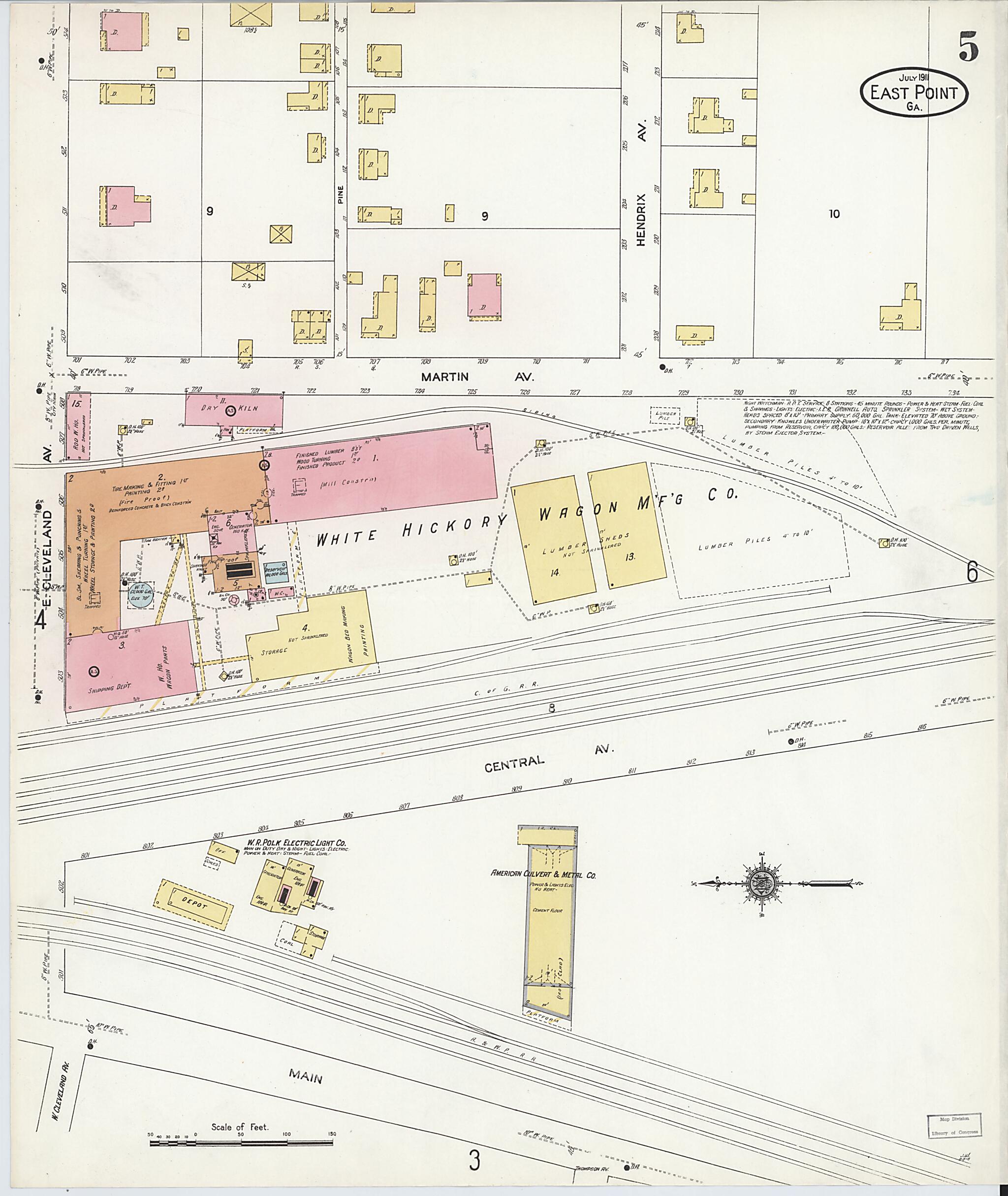 This old map of East Point, Fulton County, Georgia was created by Sanborn Map Company in 1911