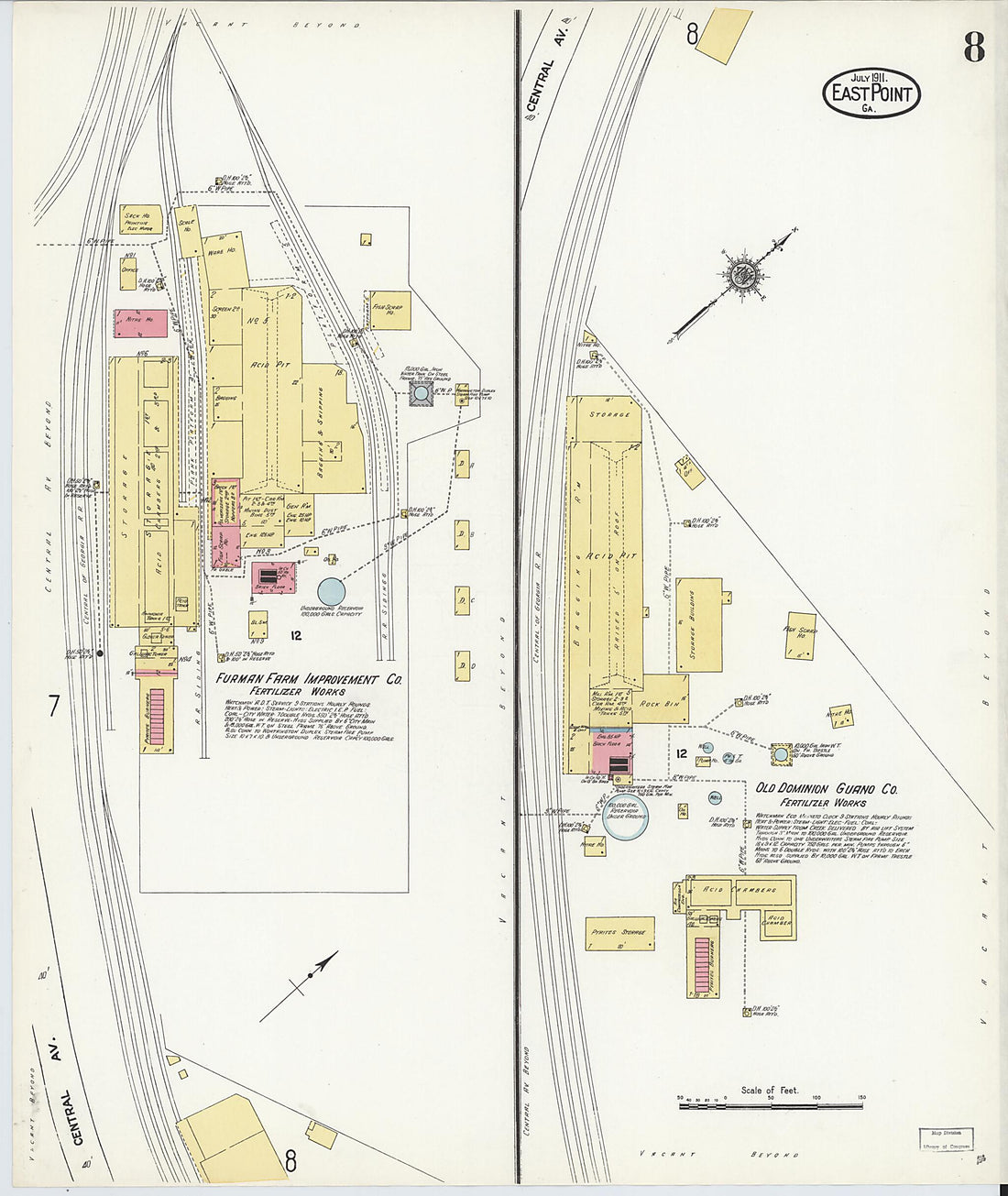 This old map of East Point, Fulton County, Georgia was created by Sanborn Map Company in 1911