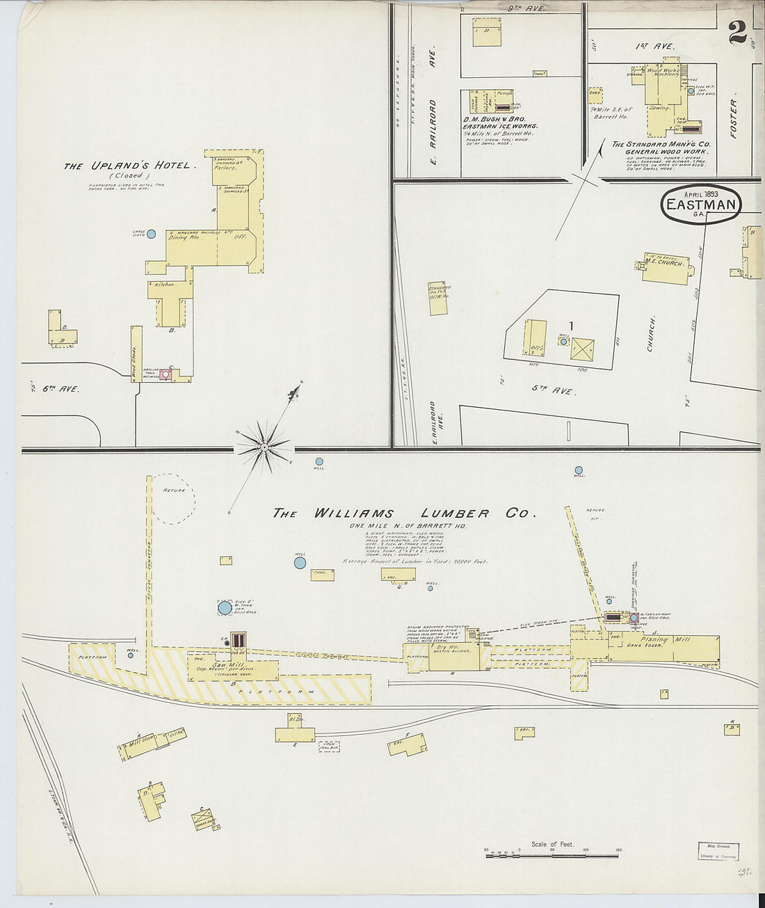 This old map of Eastman, Dodge County, Georgia was created by Sanborn Map Company in 1893