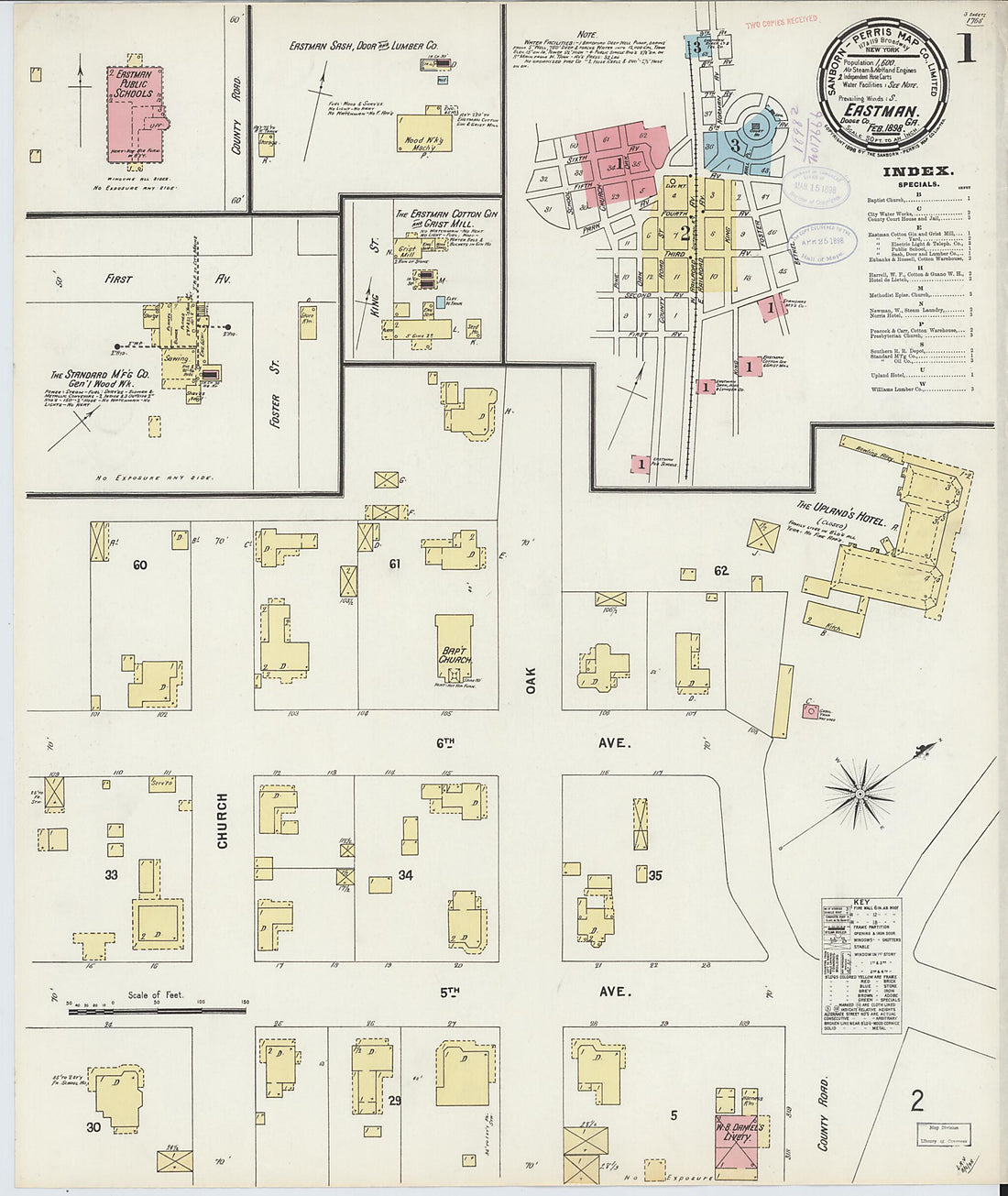 This old map of Eastman, Dodge County, Georgia was created by Sanborn Map Company in 1898