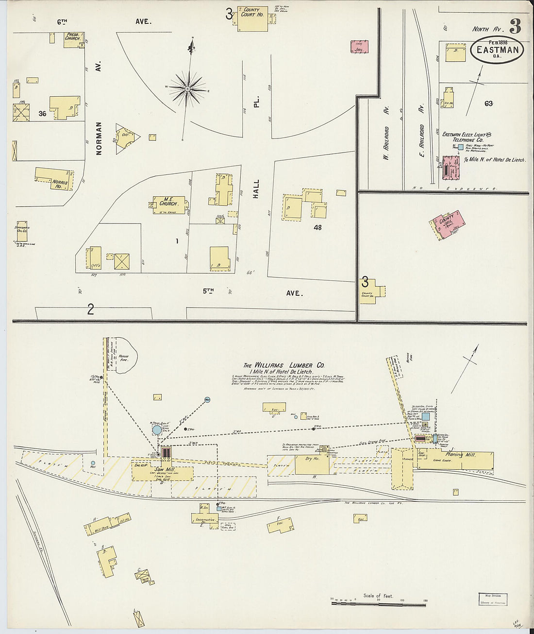 This old map of Eastman, Dodge County, Georgia was created by Sanborn Map Company in 1898