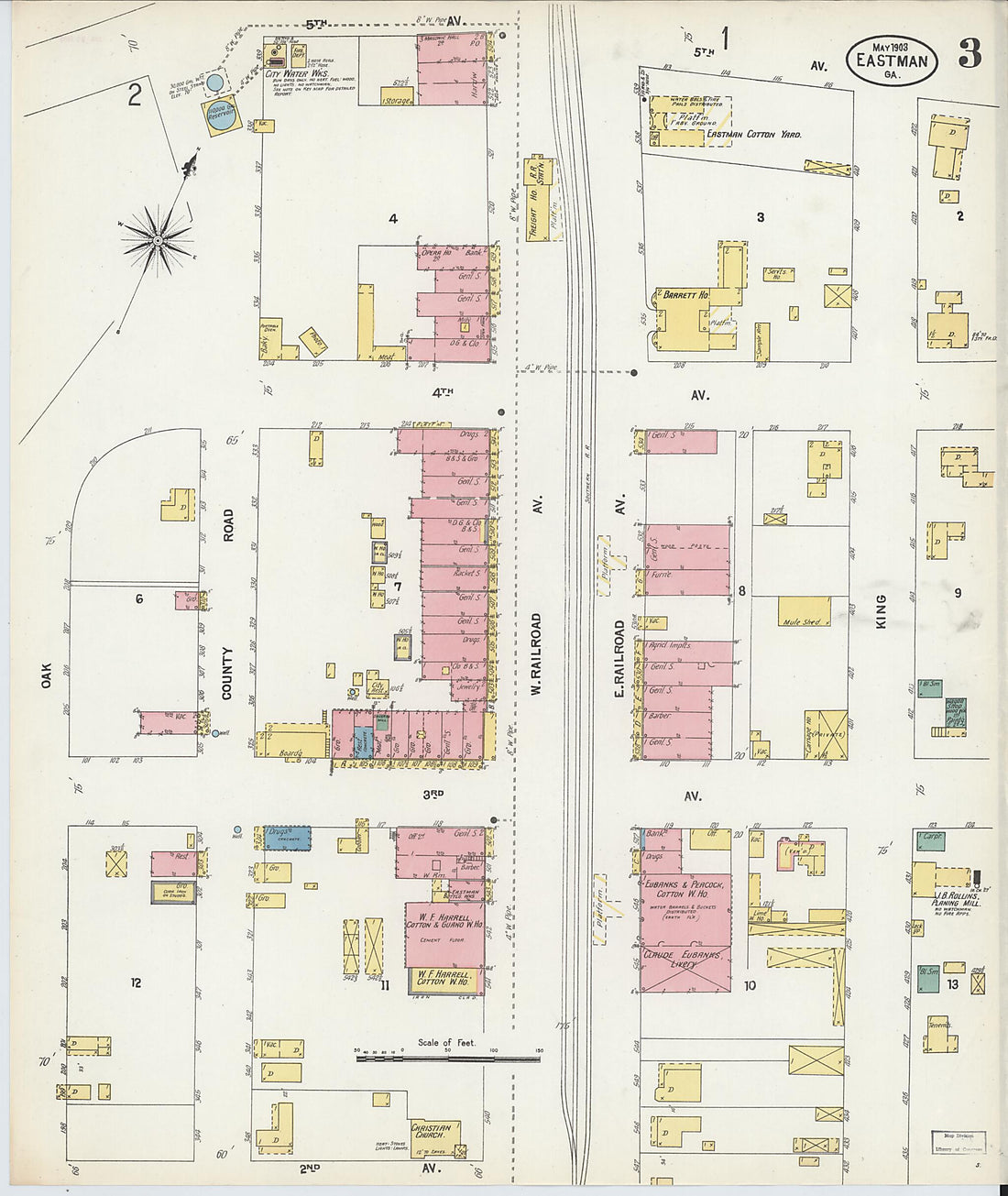 This old map of Eastman, Dodge County, Georgia was created by Sanborn Map Company in 1903