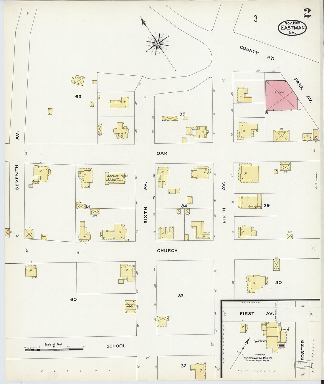 This old map of Eastman, Dodge County, Georgia was created by Sanborn Map Company in 1908