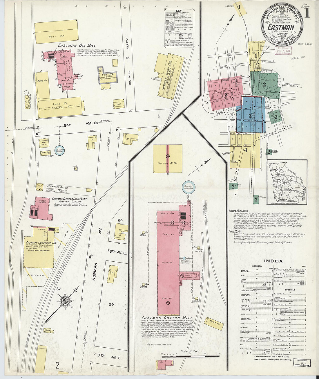 This old map of Eastman, Dodge County, Georgia was created by Sanborn Map Company in 1913