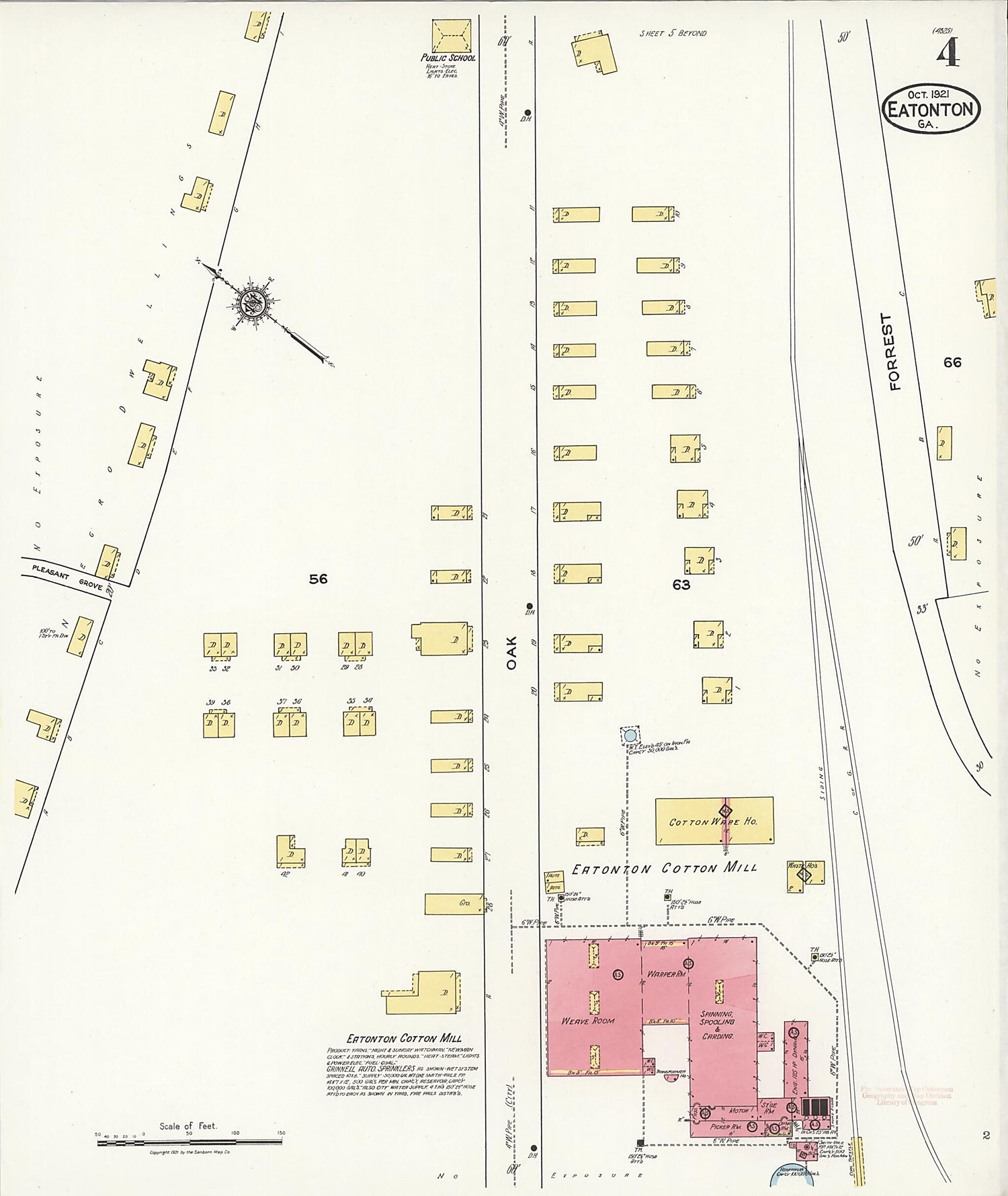 This old map of Eatonton, Putnam County, Georgia was created by Sanborn Map Company in 1921