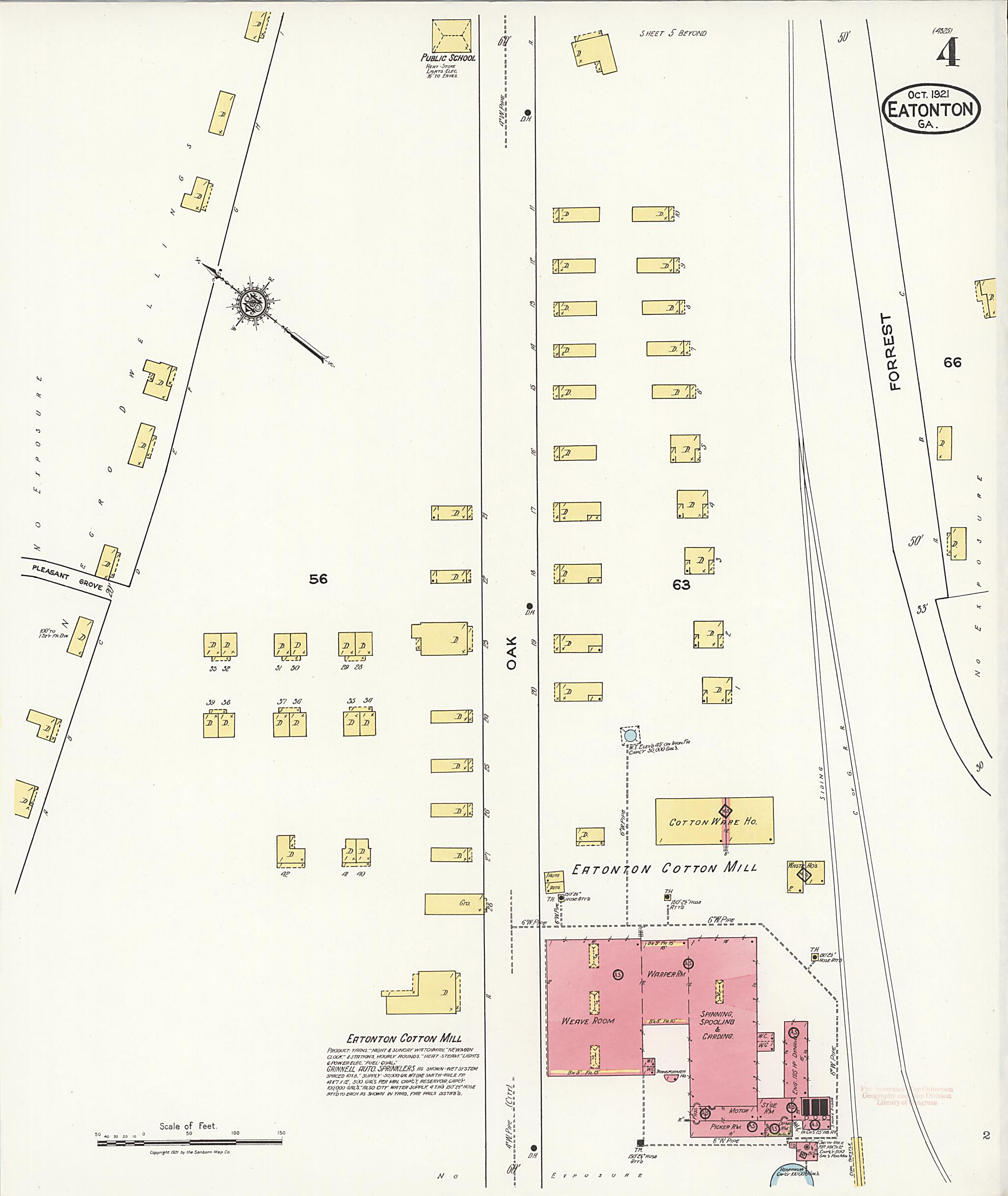 This old map of Eatonton, Putnam County, Georgia was created by Sanborn Map Company in 1921