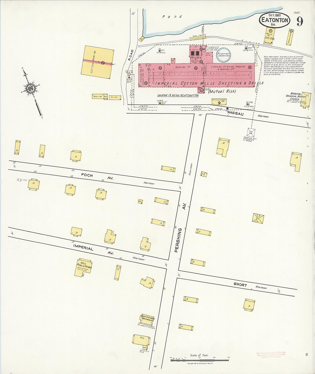 This old map of Eatonton, Putnam County, Georgia was created by Sanborn Map Company in 1921