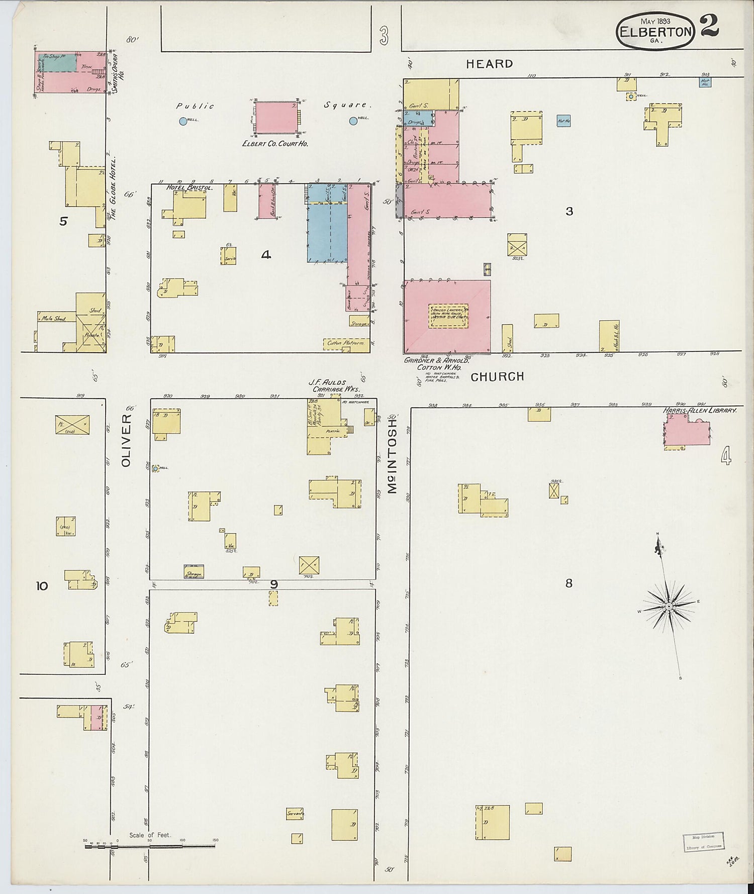 This old map of Elberton, Elbert County, Georgia was created by Sanborn Map Company in 1893