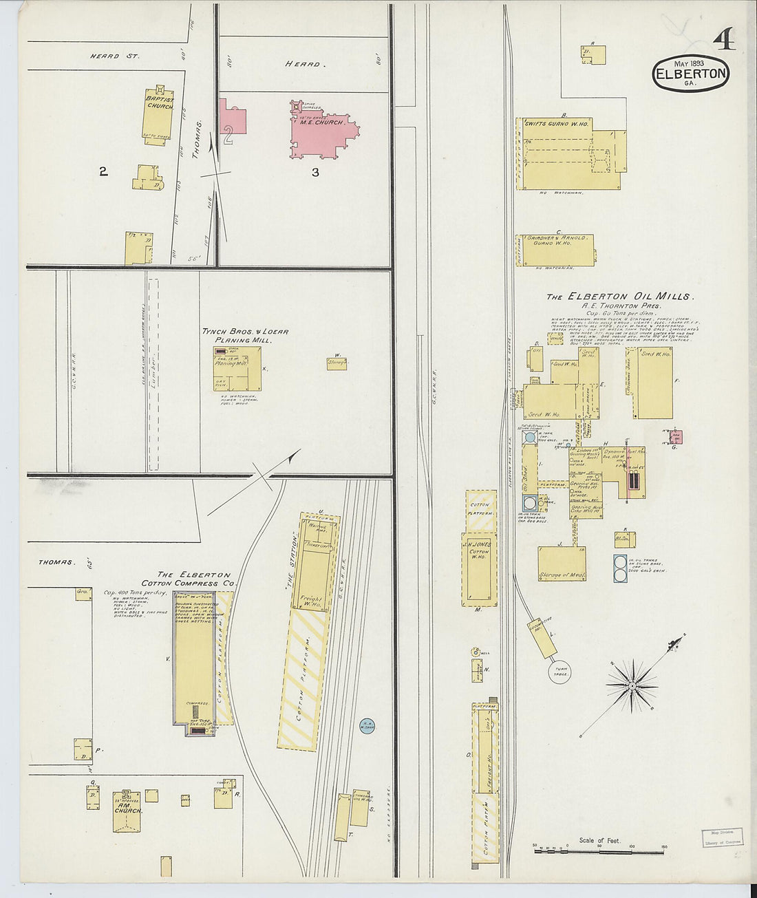 This old map of Elberton, Elbert County, Georgia was created by Sanborn Map Company in 1893