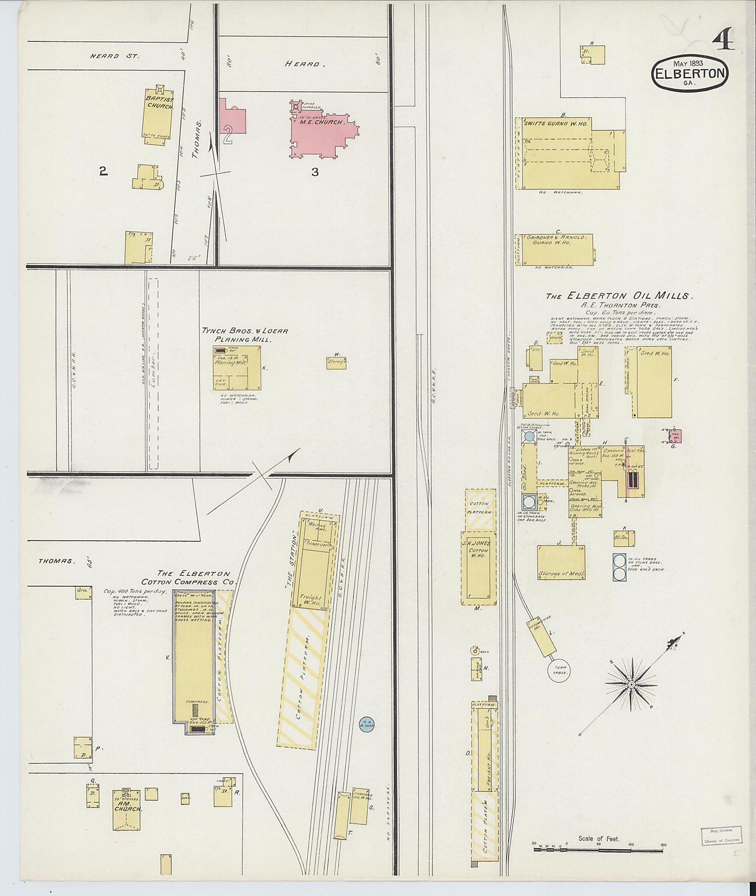 This old map of Elberton, Elbert County, Georgia was created by Sanborn Map Company in 1893