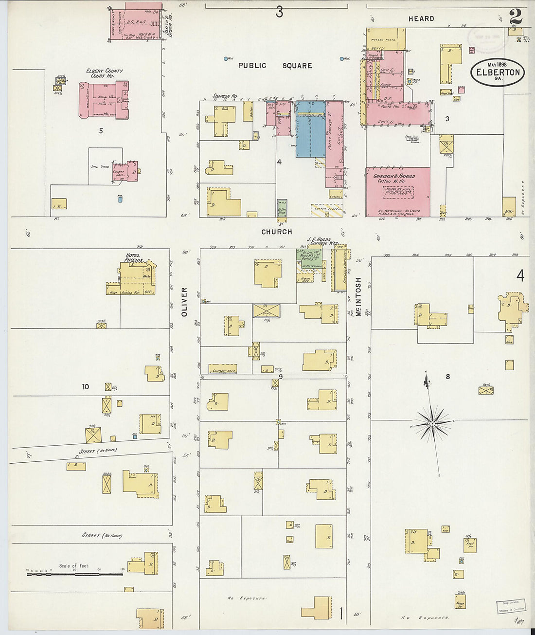 This old map of Elberton, Elbert County, Georgia was created by Sanborn Map Company in 1898