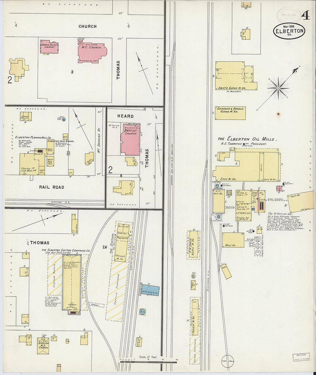 This old map of Elberton, Elbert County, Georgia was created by Sanborn Map Company in 1898