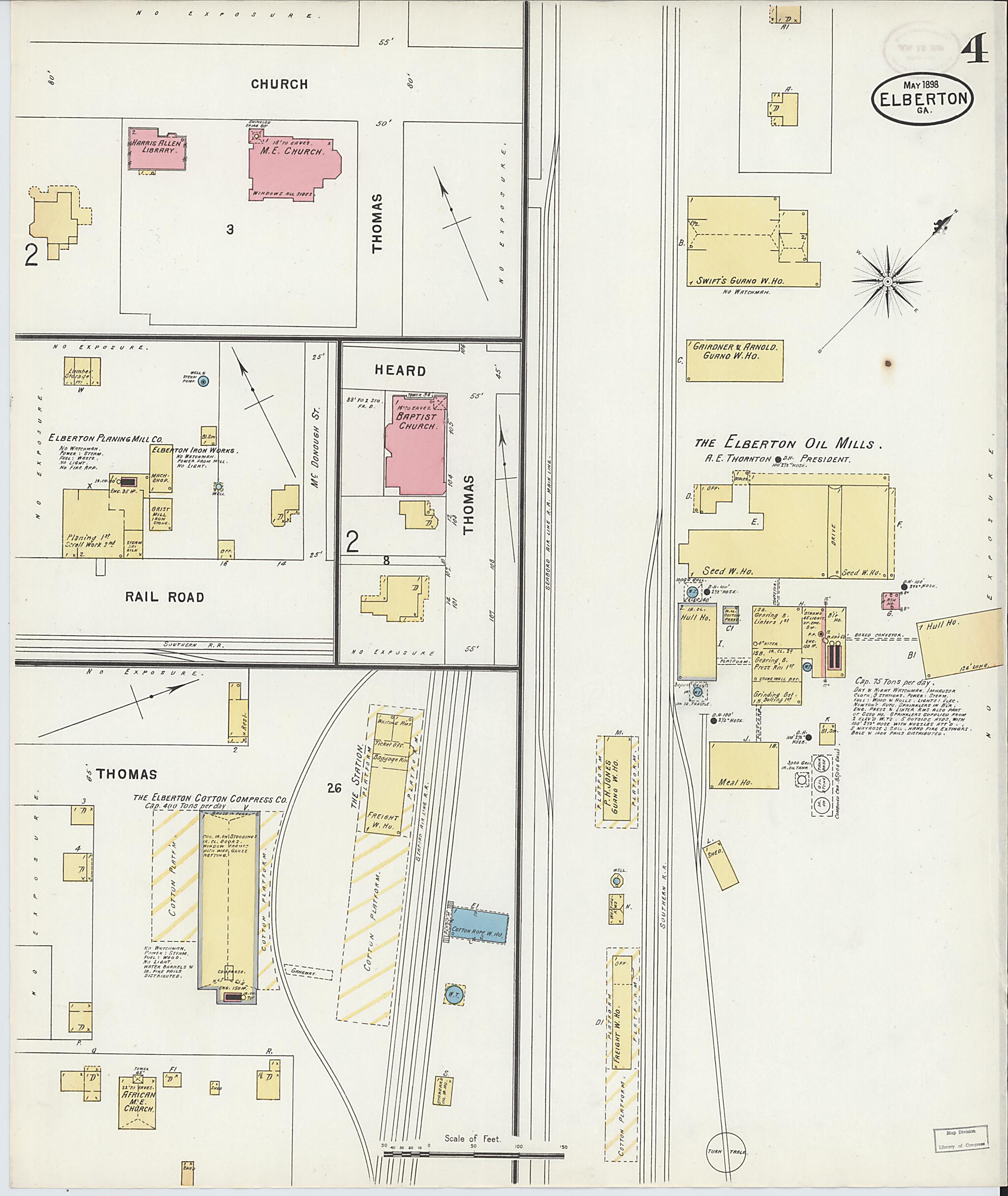 This old map of Elberton, Elbert County, Georgia was created by Sanborn Map Company in 1898