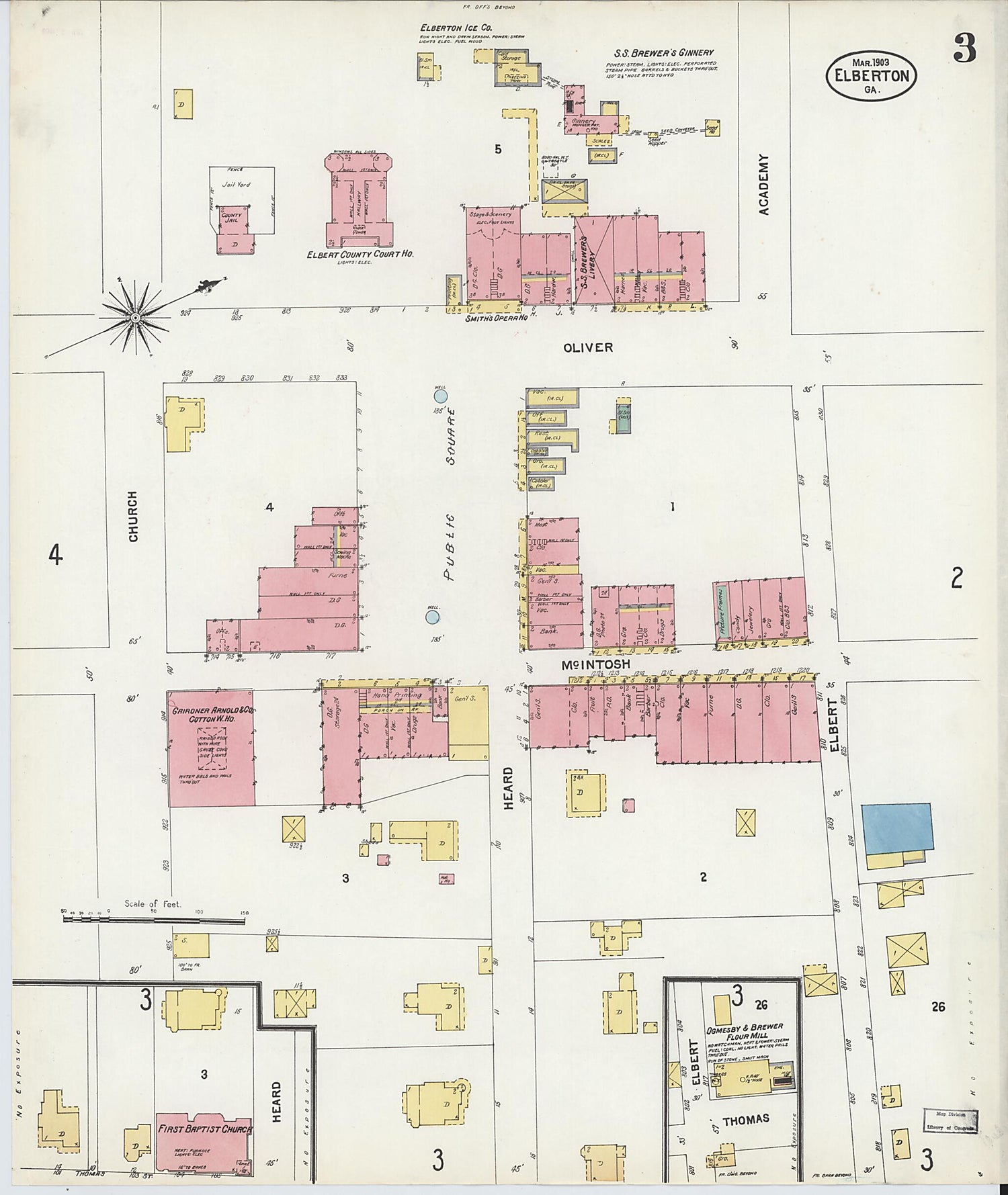 This old map of Elberton, Elbert County, Georgia was created by Sanborn Map Company in 1903