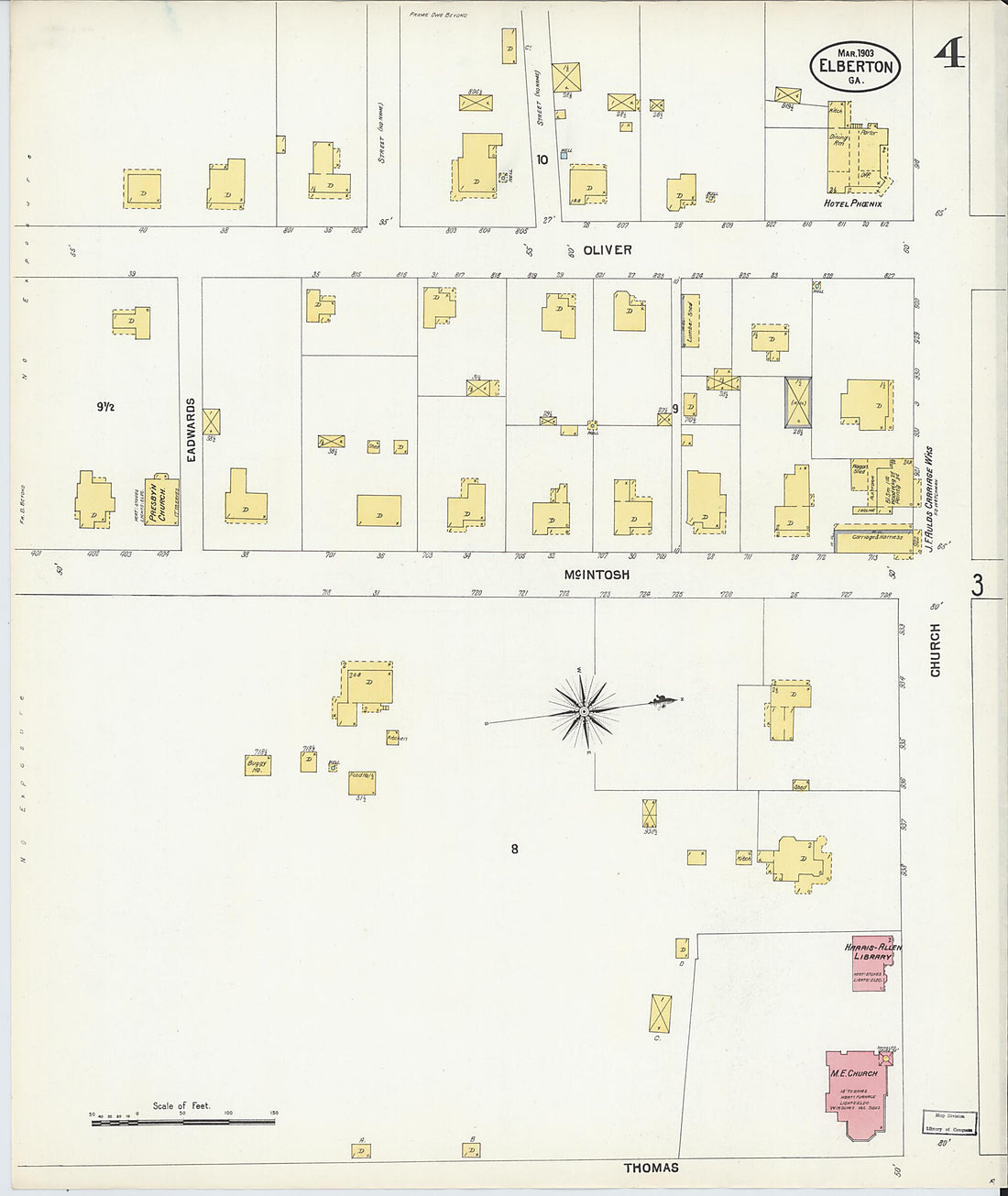 This old map of Elberton, Elbert County, Georgia was created by Sanborn Map Company in 1903