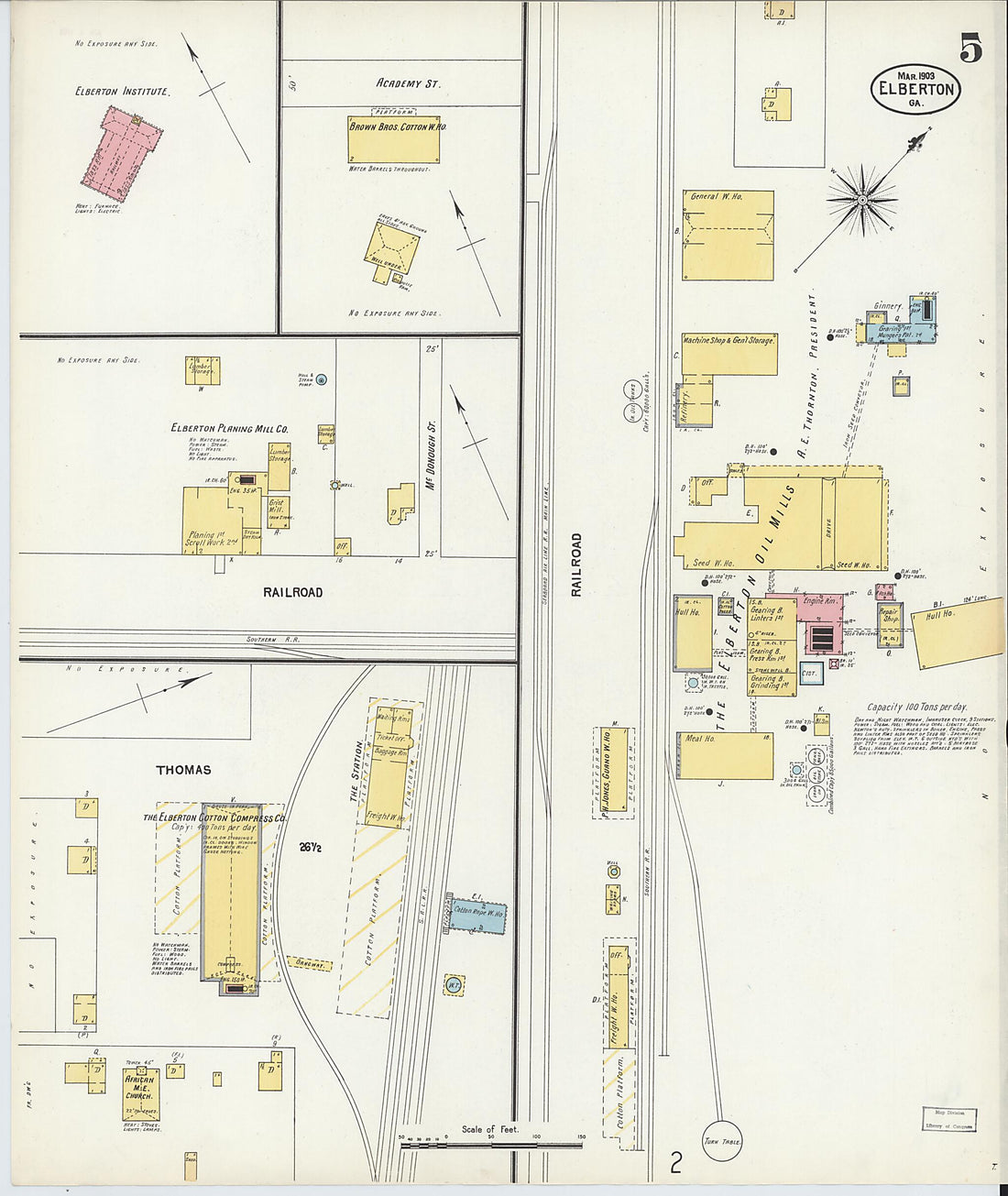 This old map of Elberton, Elbert County, Georgia was created by Sanborn Map Company in 1903