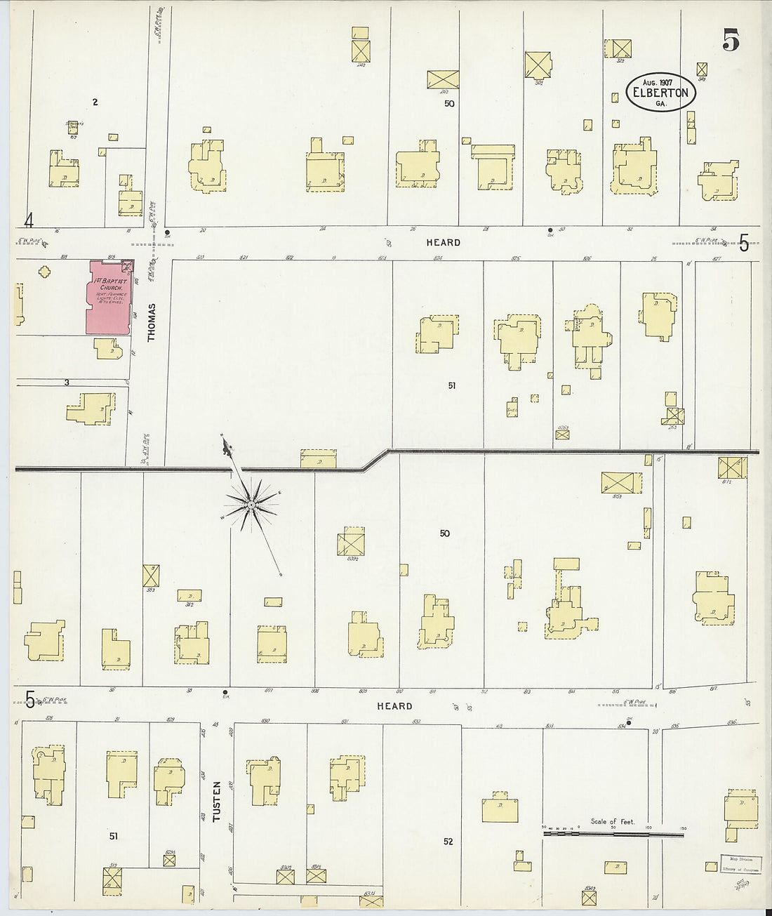 This old map of Elberton, Elbert County, Georgia was created by Sanborn Map Company in 1907