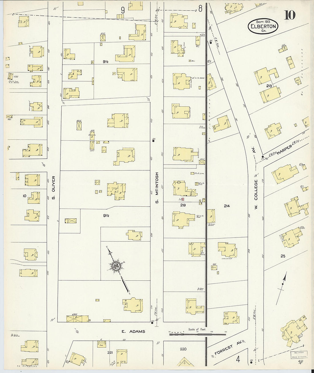 This old map of Elberton, Elbert County, Georgia was created by Sanborn Map Company in 1913