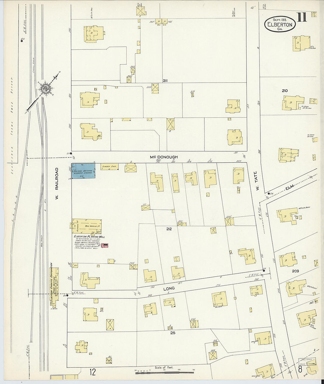 This old map of Elberton, Elbert County, Georgia was created by Sanborn Map Company in 1913