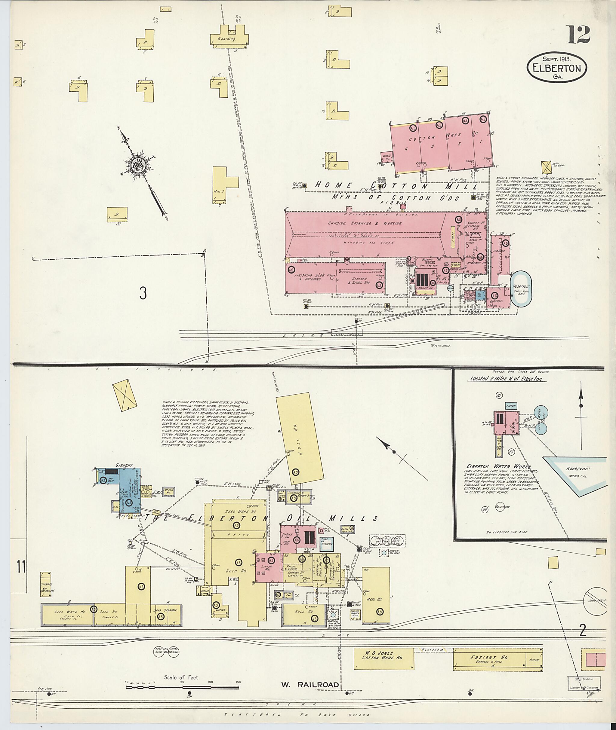 This old map of Elberton, Elbert County, Georgia was created by Sanborn Map Company in 1913