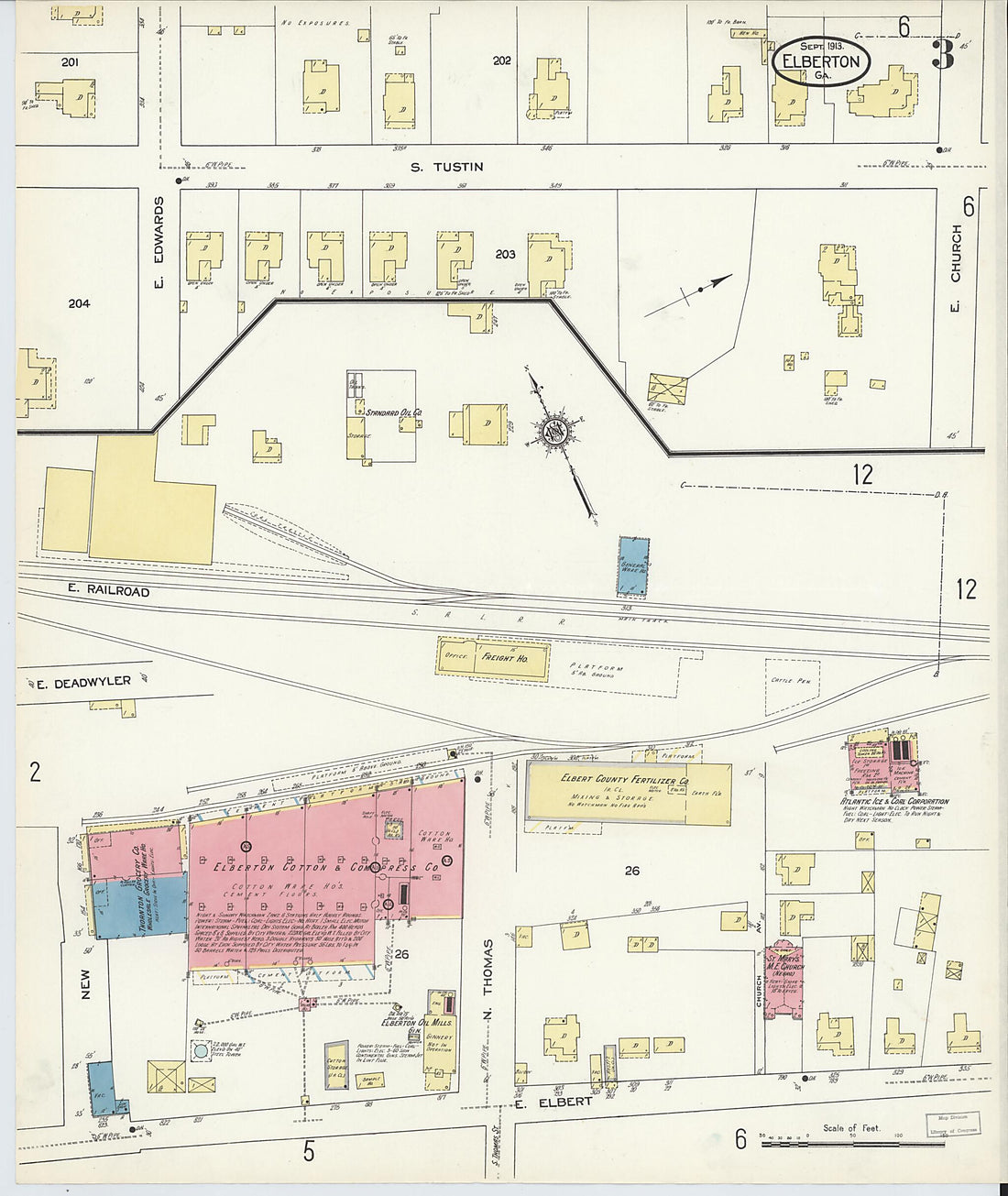 This old map of Elberton, Elbert County, Georgia was created by Sanborn Map Company in 1913