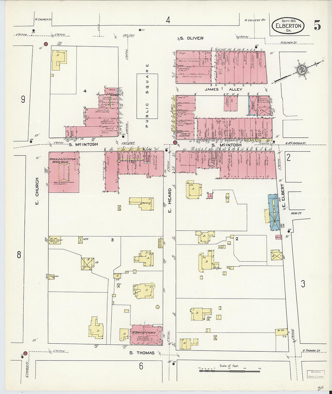 This old map of Elberton, Elbert County, Georgia was created by Sanborn Map Company in 1913