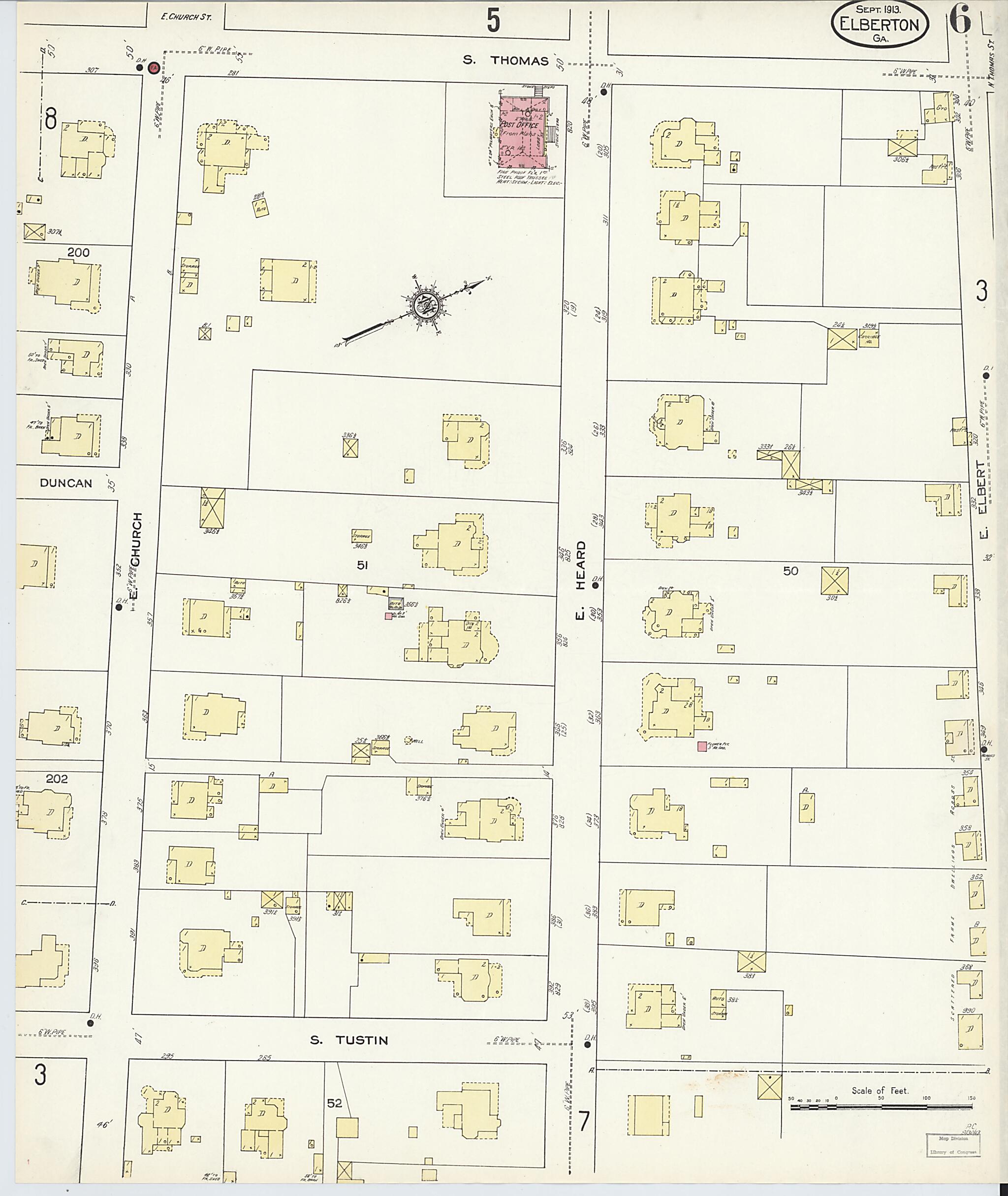 This old map of Elberton, Elbert County, Georgia was created by Sanborn Map Company in 1913