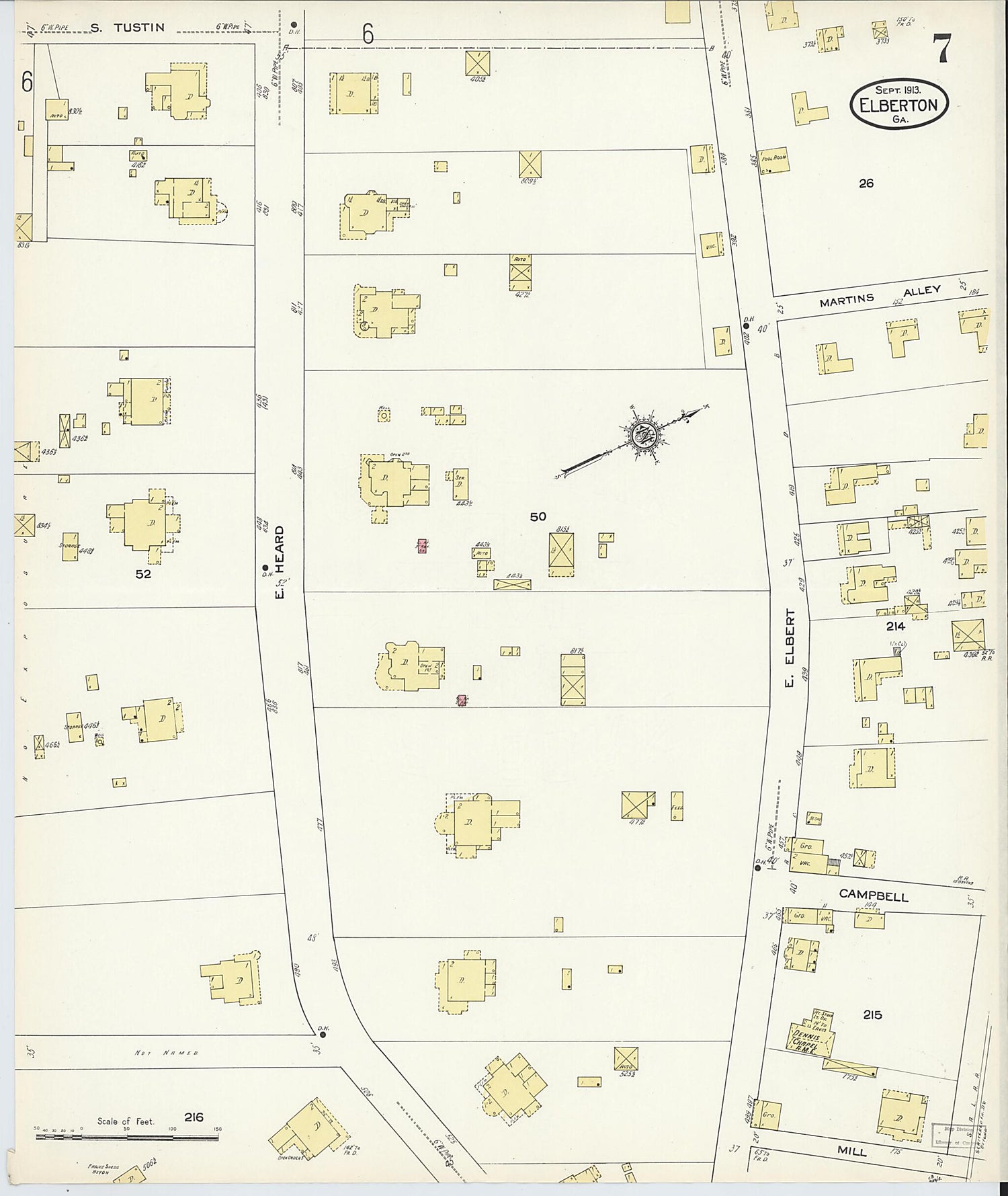 This old map of Elberton, Elbert County, Georgia was created by Sanborn Map Company in 1913