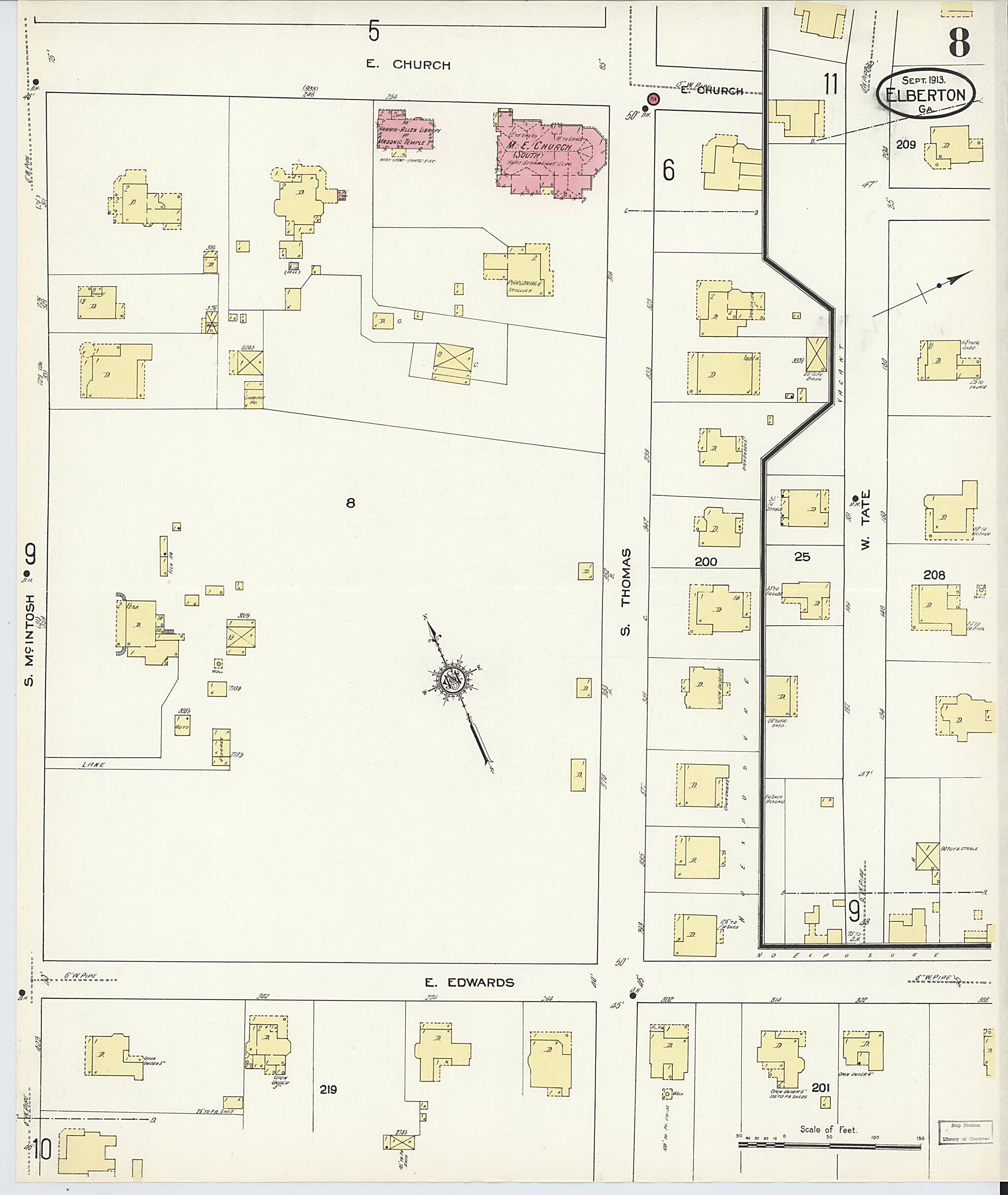 This old map of Elberton, Elbert County, Georgia was created by Sanborn Map Company in 1913