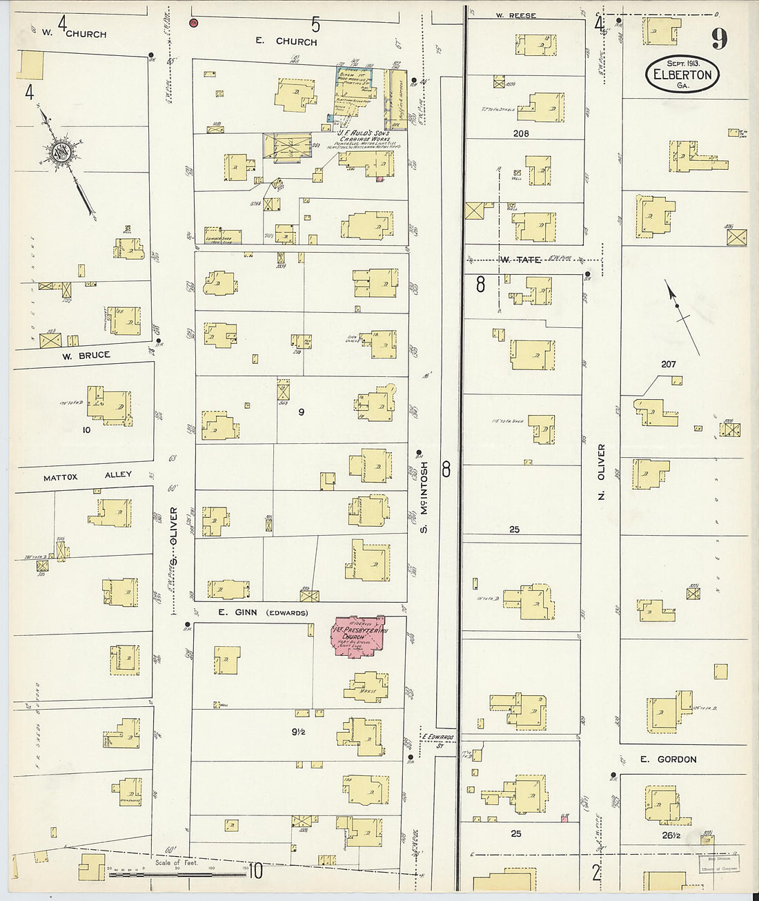 This old map of Elberton, Elbert County, Georgia was created by Sanborn Map Company in 1913