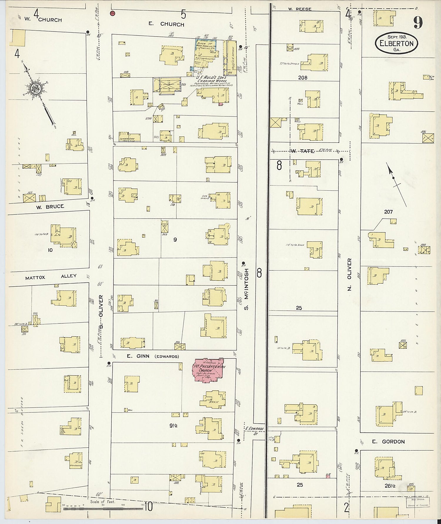 This old map of Elberton, Elbert County, Georgia was created by Sanborn Map Company in 1913