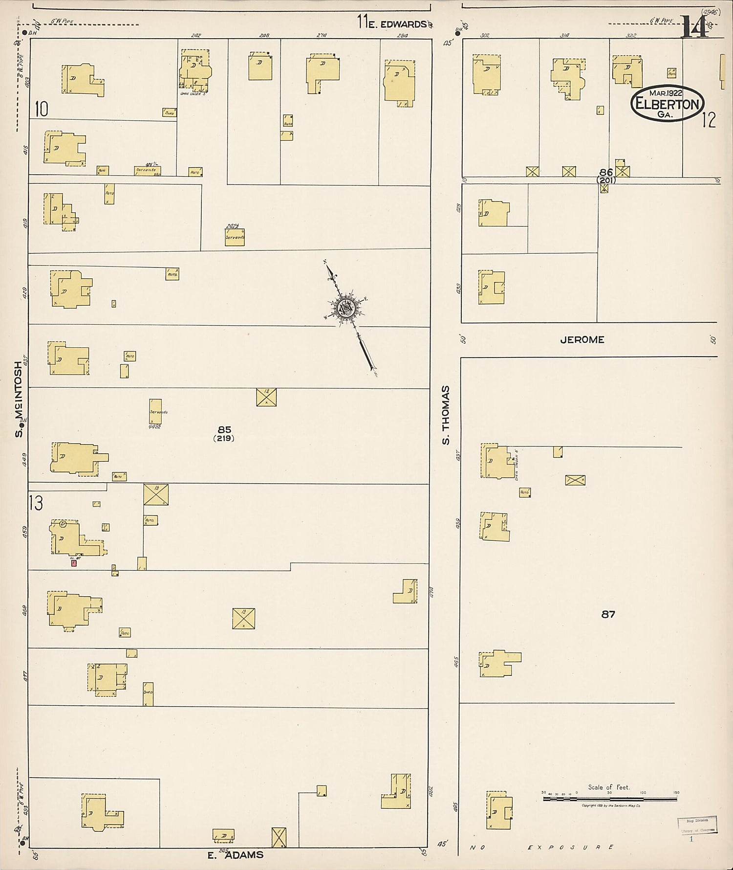 This old map of Elberton, Elbert County, Georgia was created by Sanborn Map Company in 1922