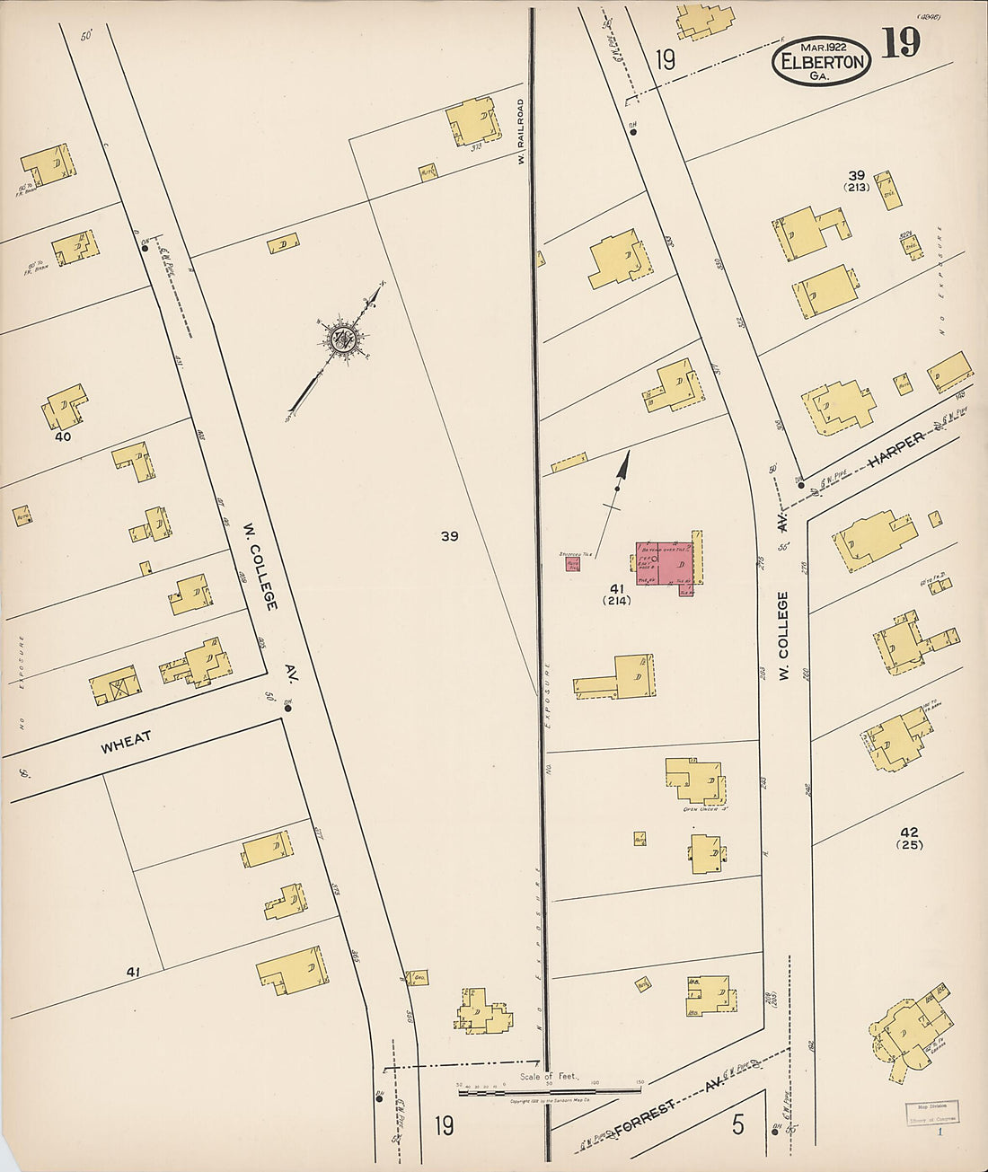 This old map of Elberton, Elbert County, Georgia was created by Sanborn Map Company in 1922