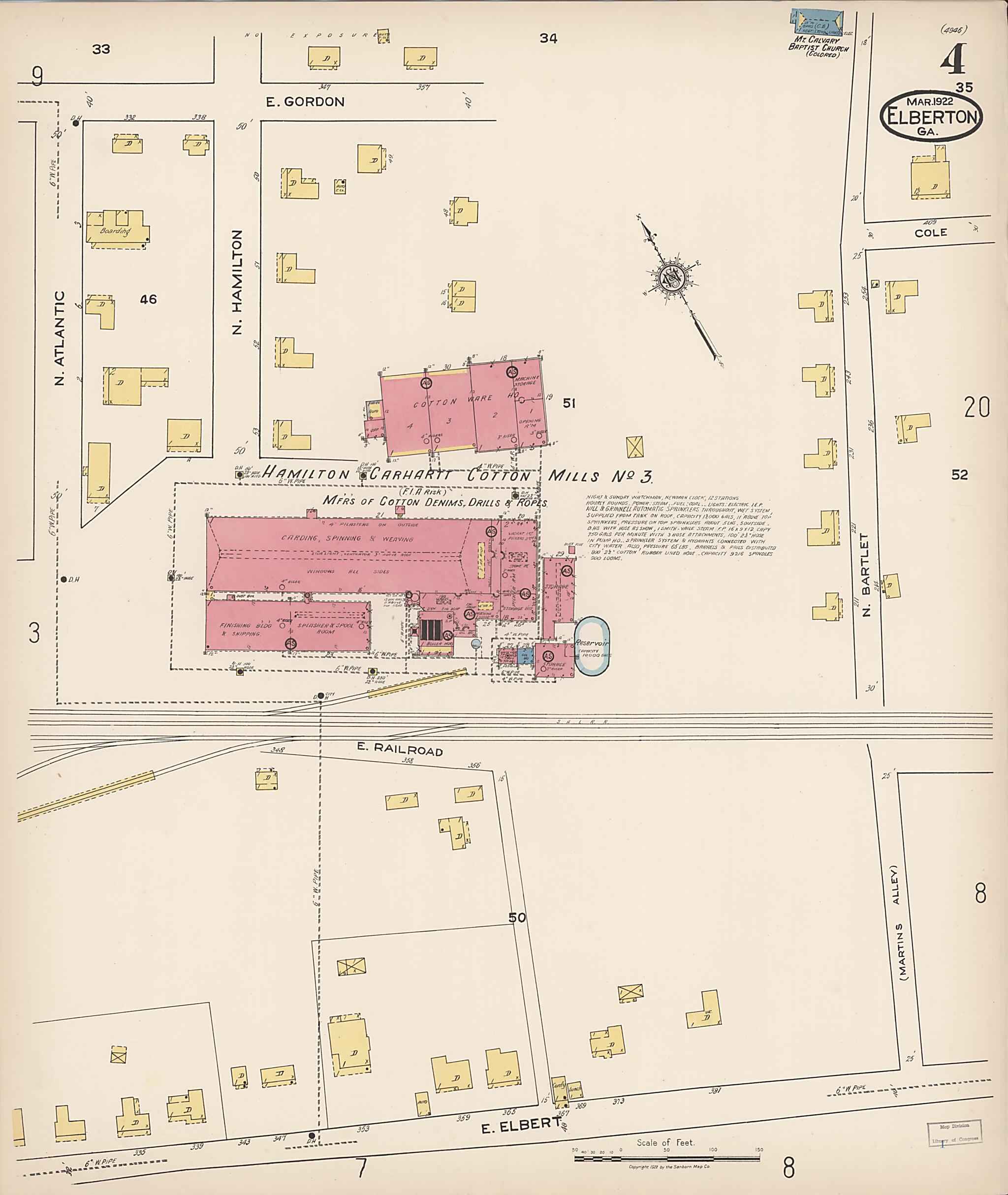 This old map of Elberton, Elbert County, Georgia was created by Sanborn Map Company in 1922