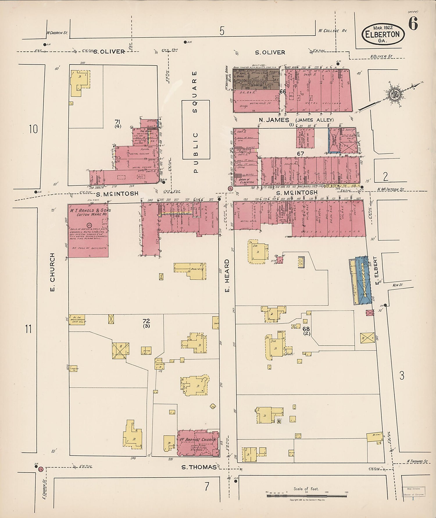 This old map of Elberton, Elbert County, Georgia was created by Sanborn Map Company in 1922