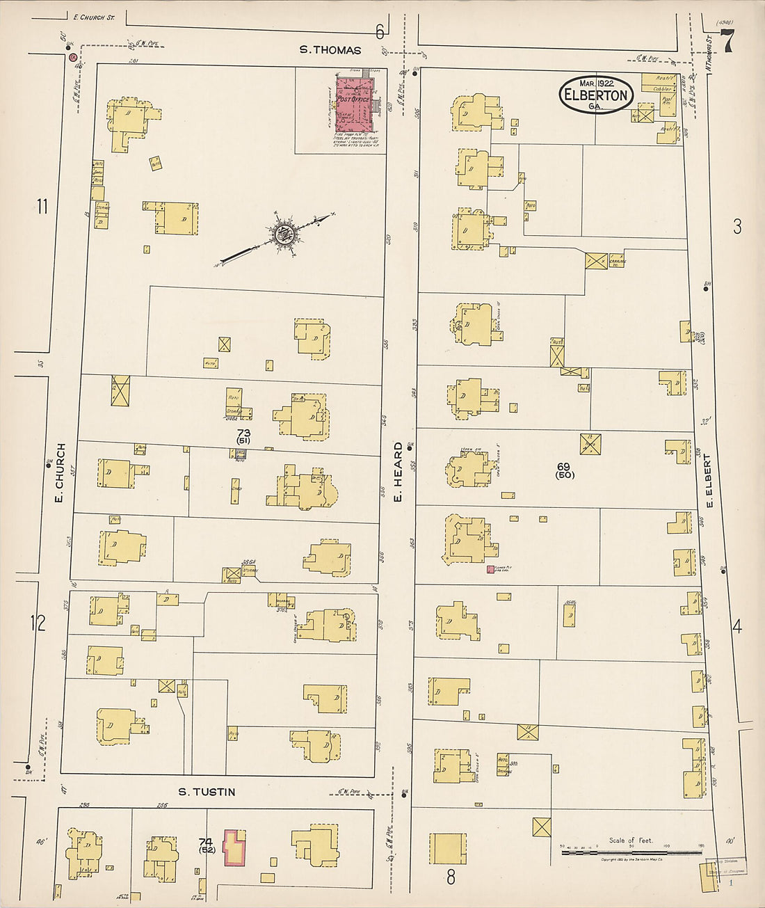 This old map of Elberton, Elbert County, Georgia was created by Sanborn Map Company in 1922