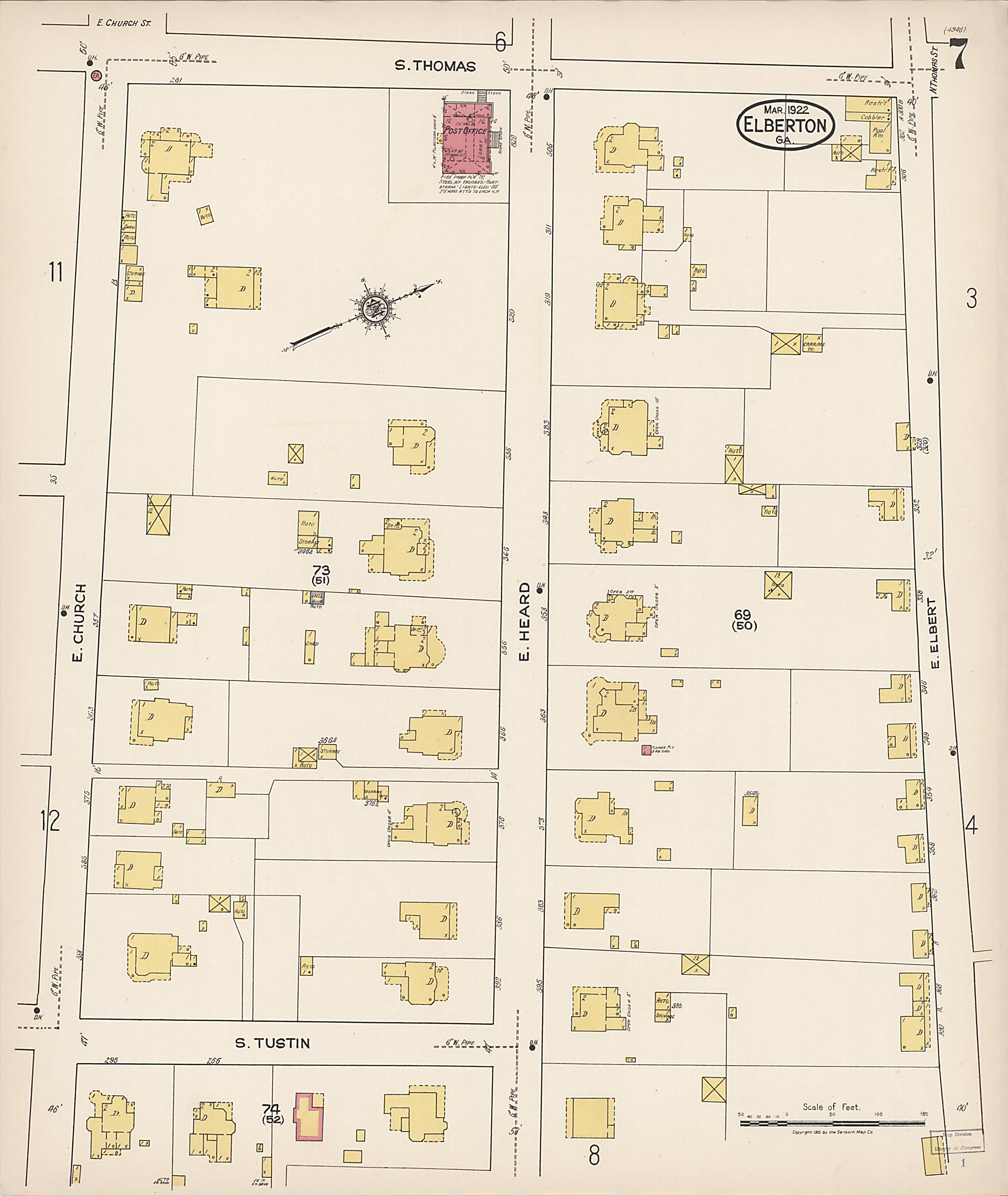 This old map of Elberton, Elbert County, Georgia was created by Sanborn Map Company in 1922