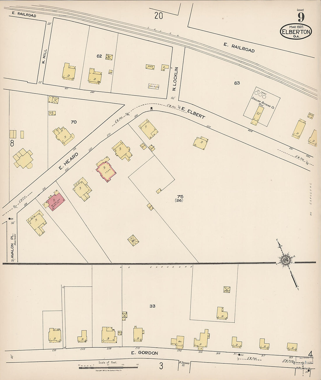 This old map of Elberton, Elbert County, Georgia was created by Sanborn Map Company in 1922