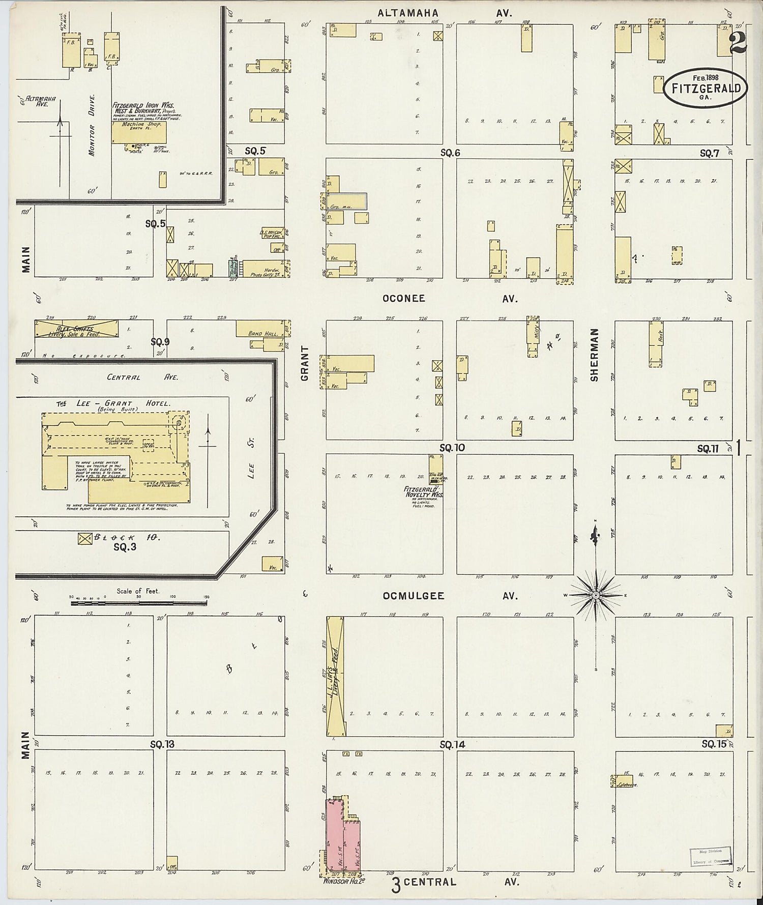 This old map of Fitzgerald, Ben Hill County, Georgia was created by Sanborn Map Company in 1898