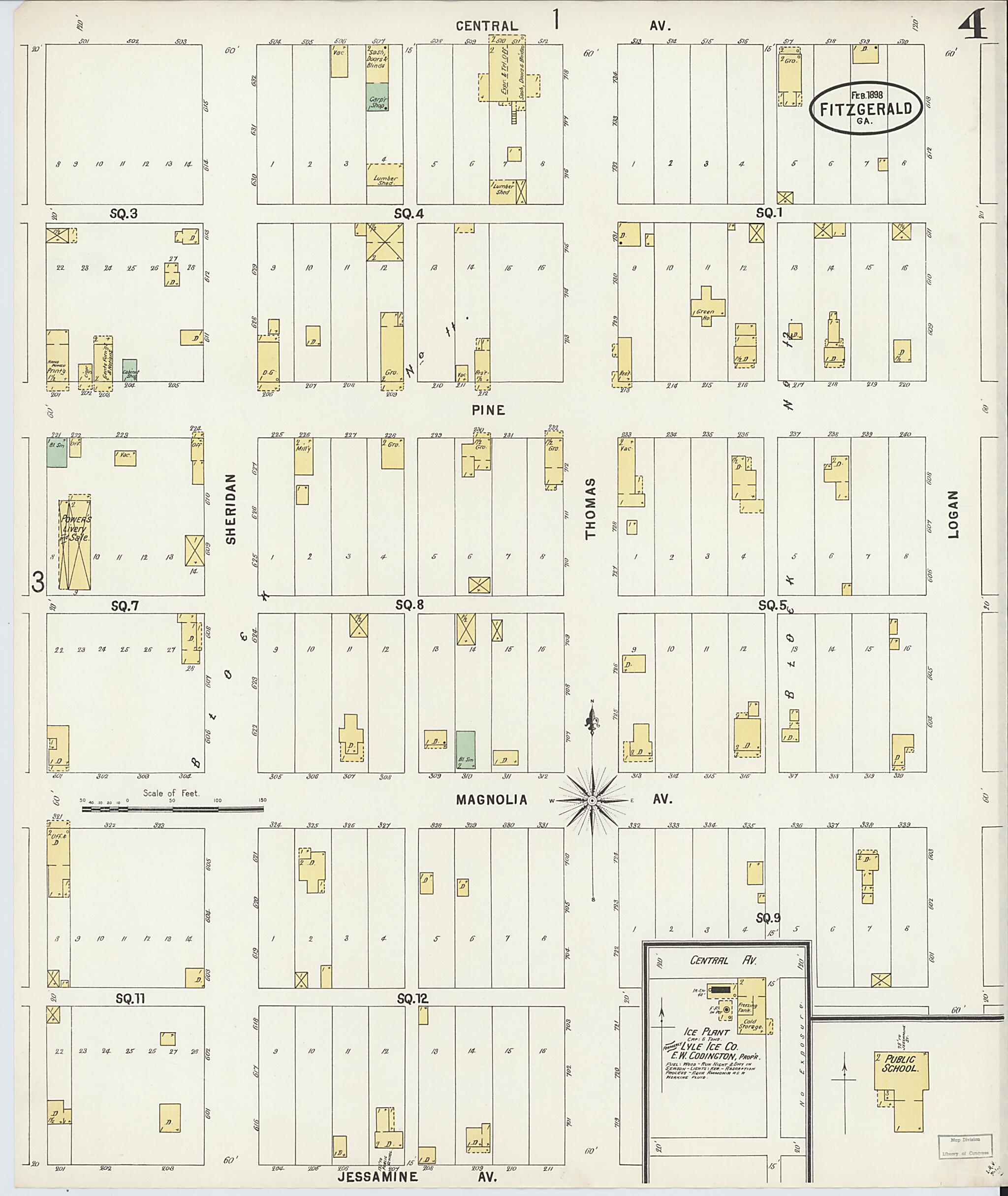 This old map of Fitzgerald, Ben Hill County, Georgia was created by Sanborn Map Company in 1898