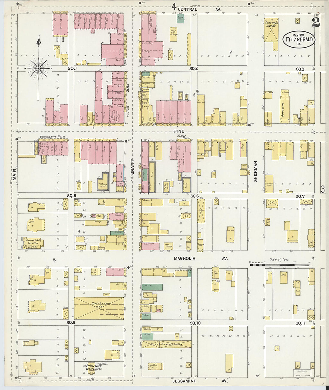 This old map of Fitzgerald, Ben Hill County, Georgia was created by Sanborn Map Company in 1903